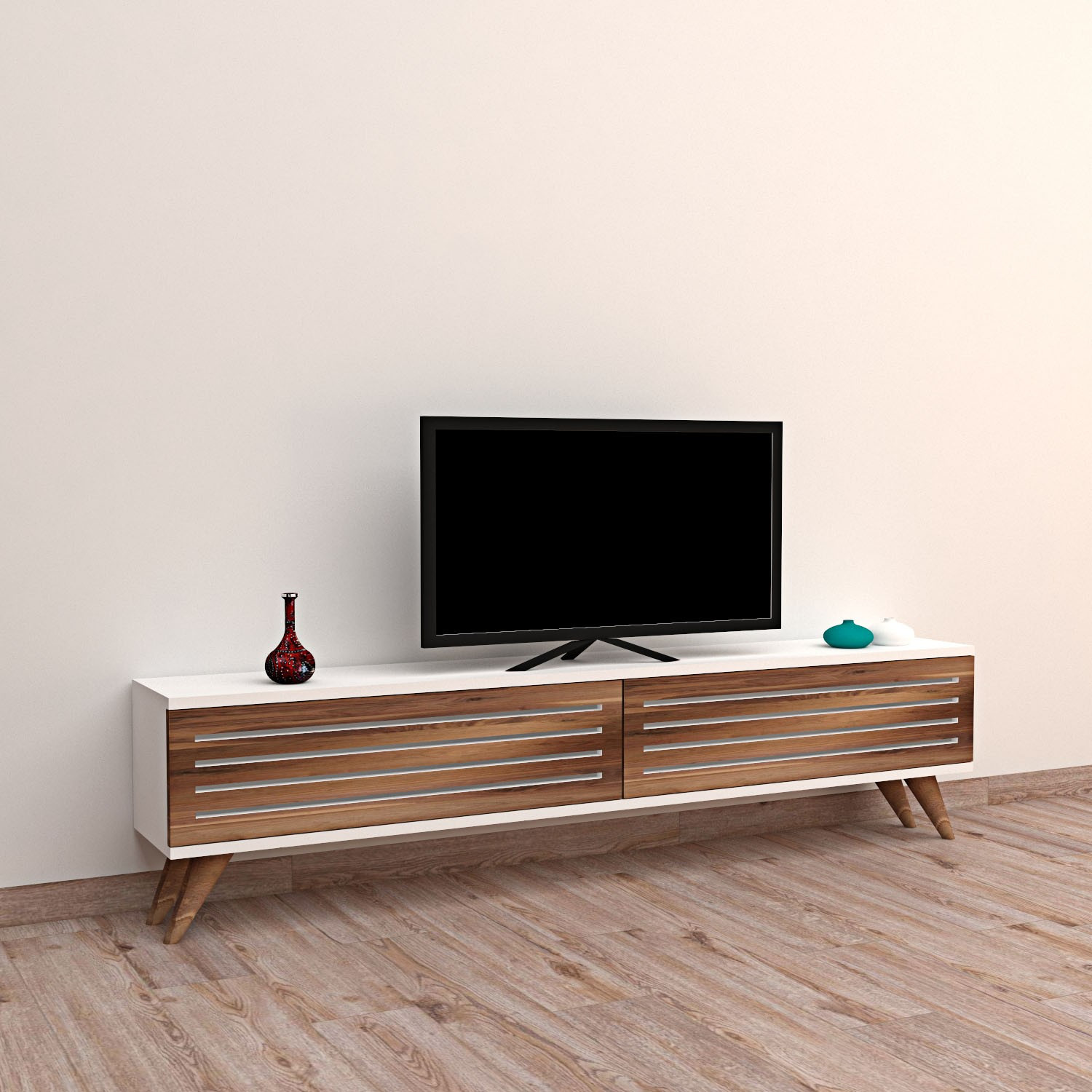 TV stolík HILL orech, biely