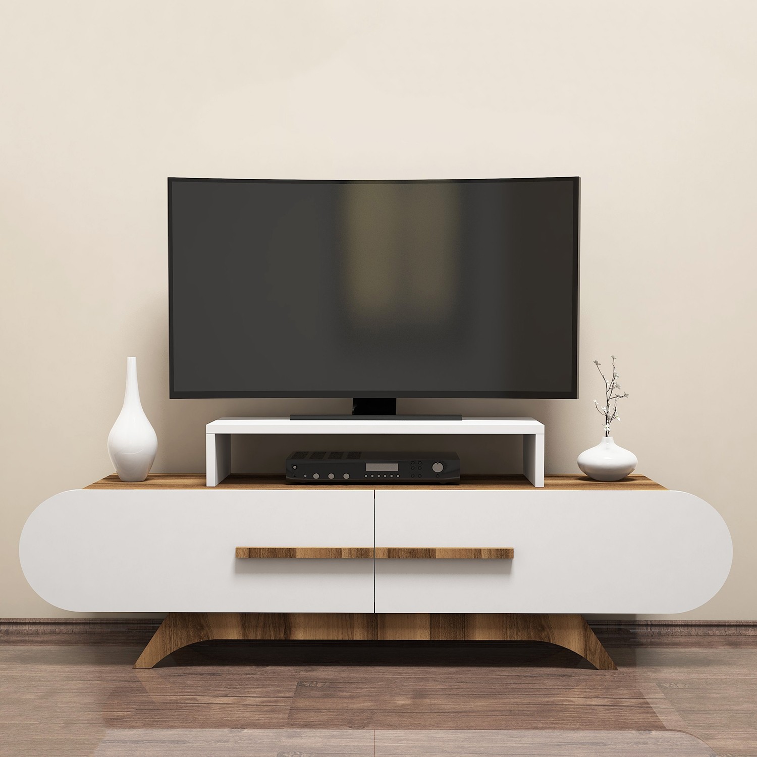 TV stolík ROSE orech, biely