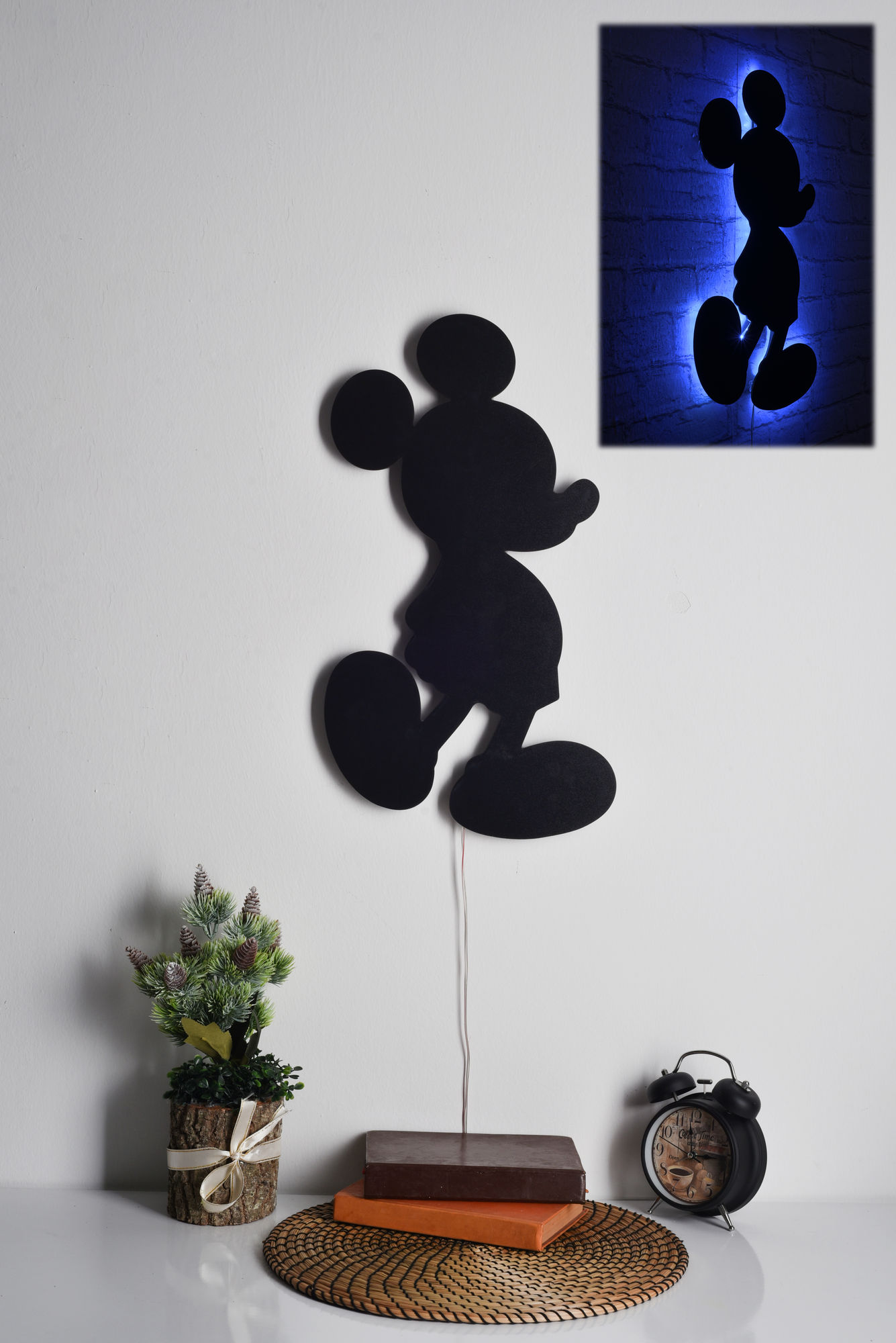 ASIR Nástenná dekorácia MICKEY MOUSE s LED podsvietením 30 cm modrá