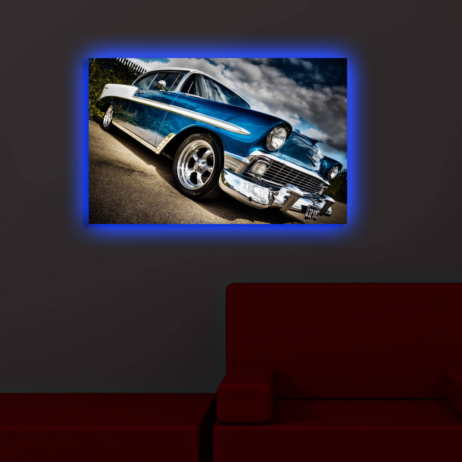 ASIR Obraz na plátne CHEVROLET BEL AIR s LED podsvietením 45 cm