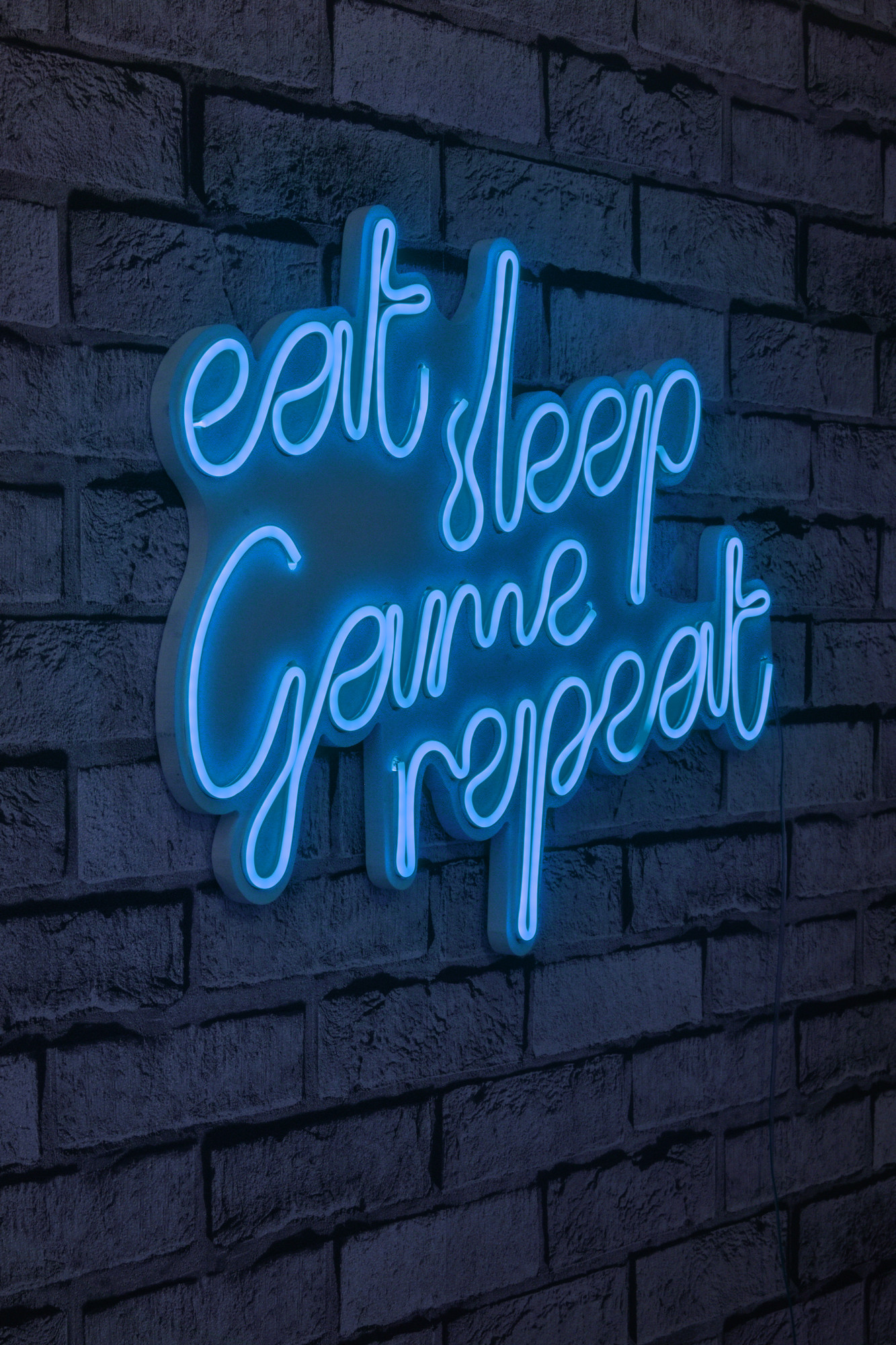 Nástenná dekorácia s LED podsvietením EAT SLEEP modrá