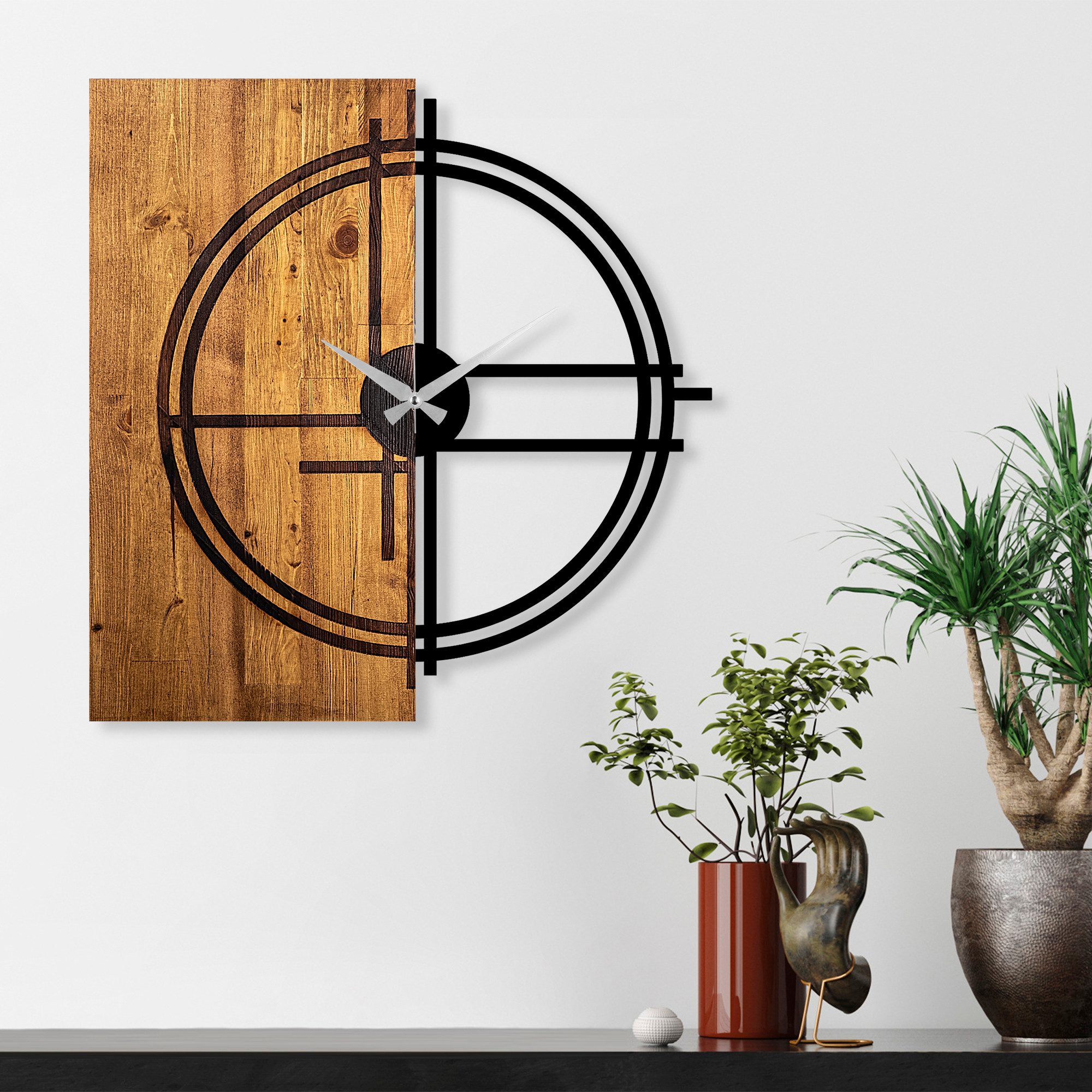 E-shop ASIR Kovové nástenné hodiny LINIE 56 cm drevo