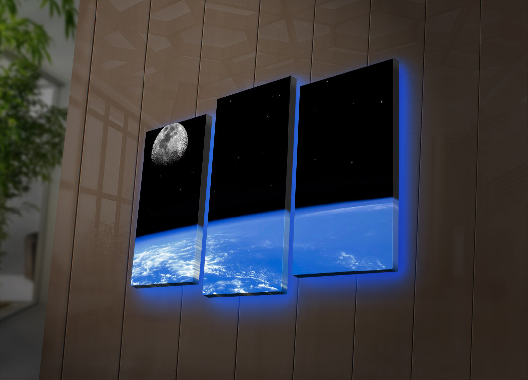 E-shop ASIR Obraz s LED podsvietením SVET plátno 3 ks