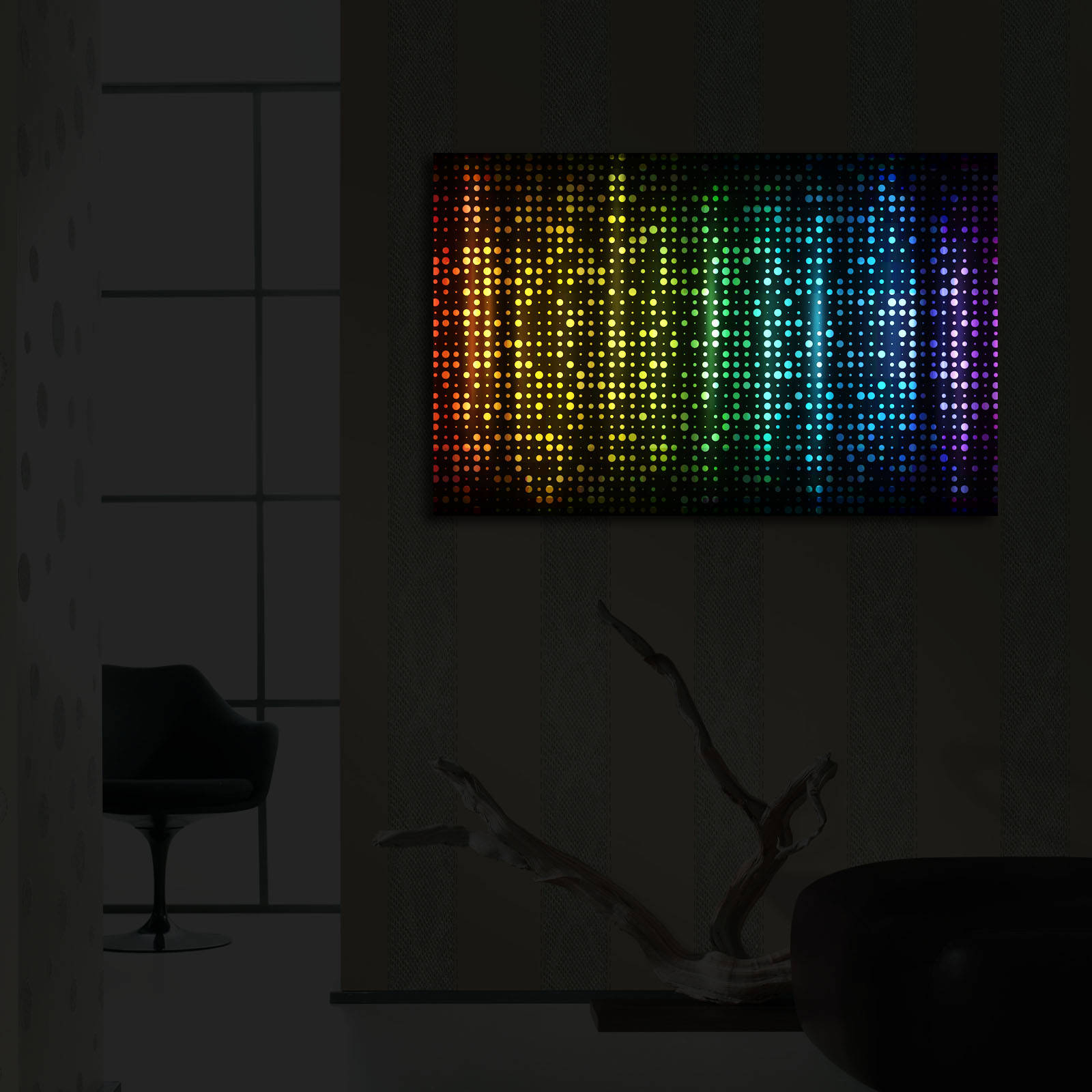 ASIR Obraz s LED podsvietením FAREBNÉ TEČKY 45 cm plátno
