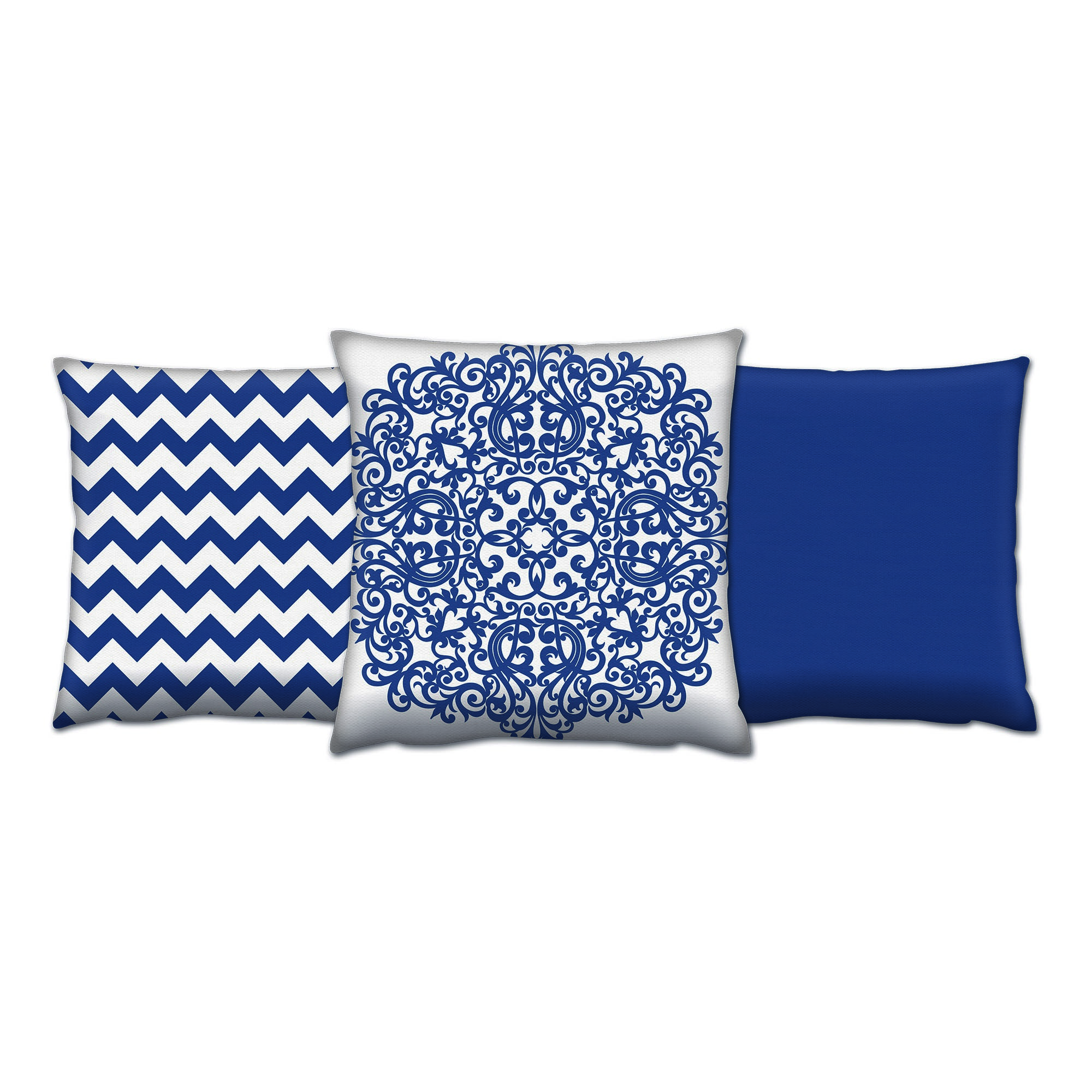 Súprava dekoračných vankúšov MOTIVY MODRÁ 43 cm bavlna/polyester