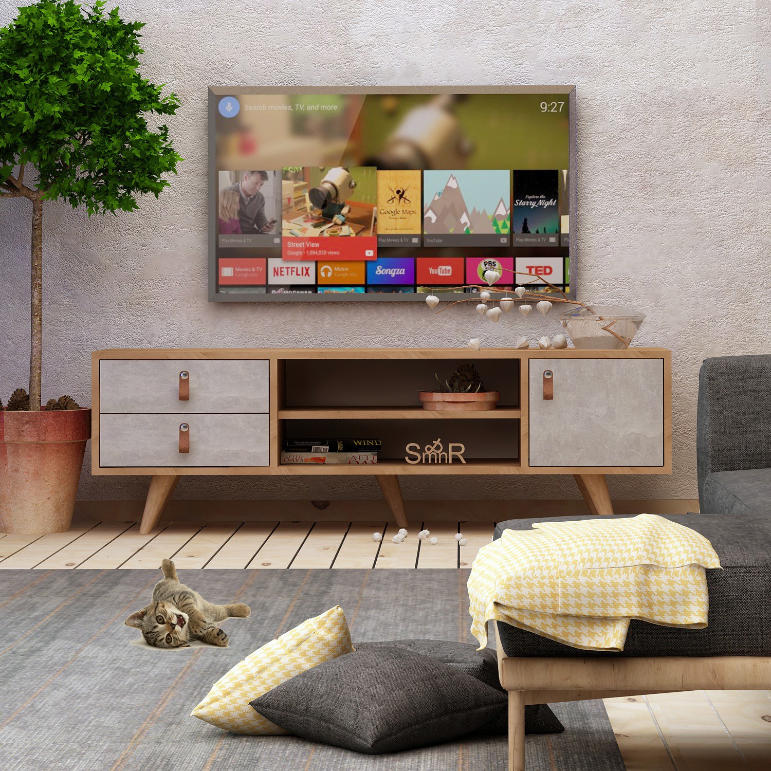 TV stolík SEVA dub biely