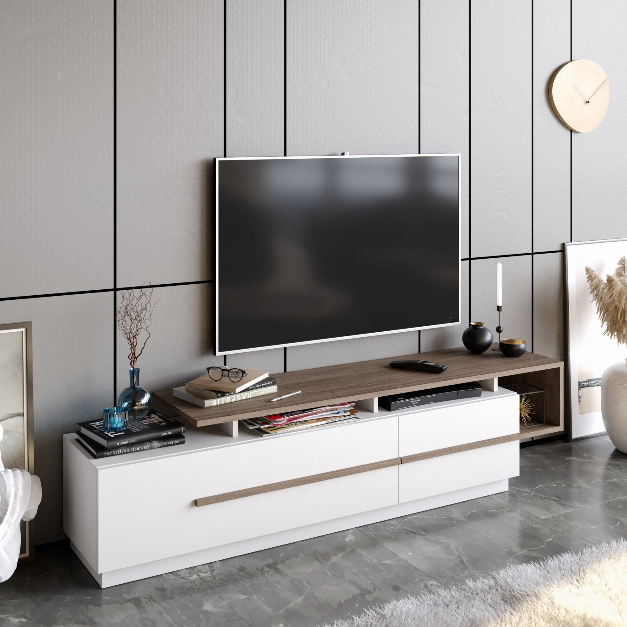 TV stolík PIA orech biely