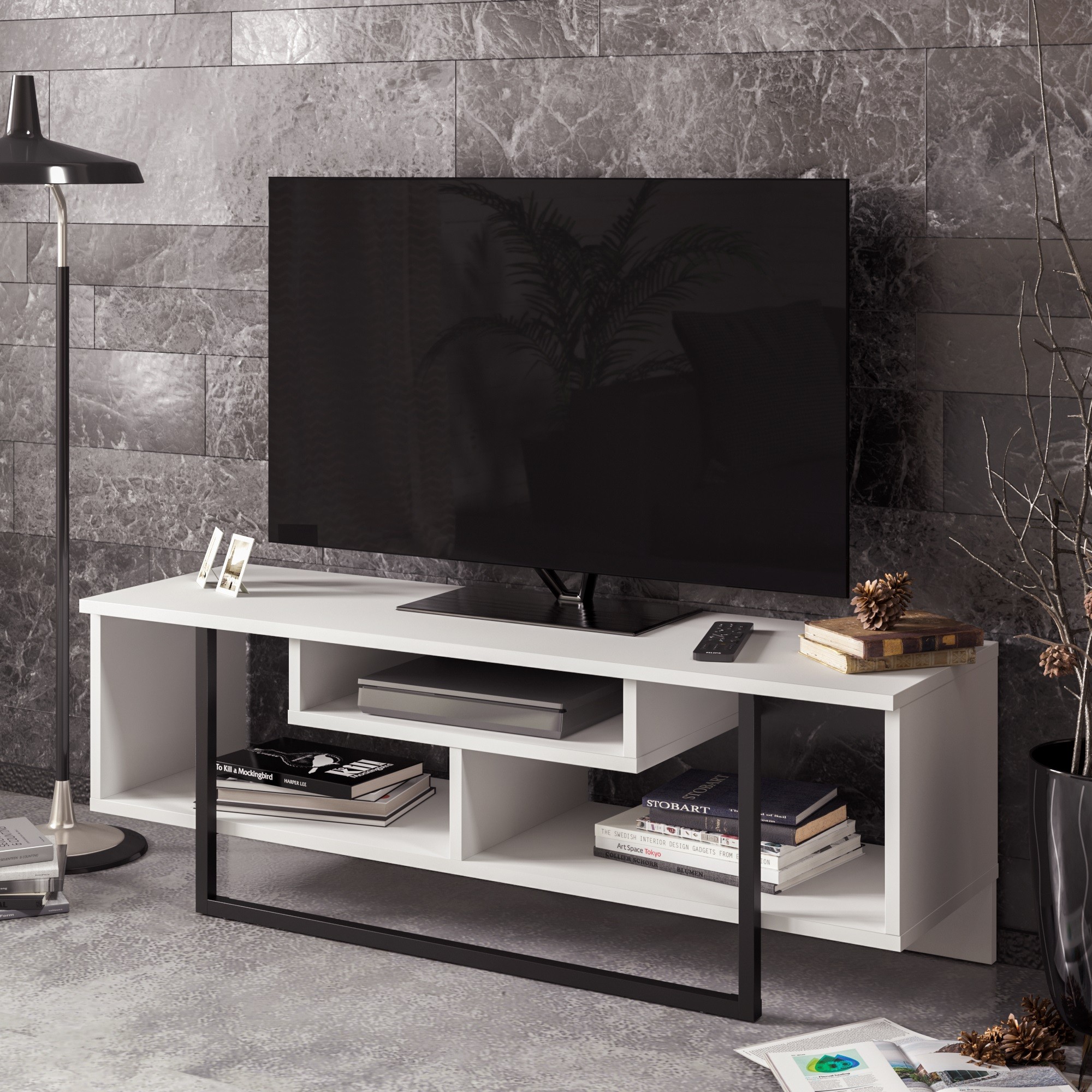 TV stolík ASAL 120 bielo-čierny