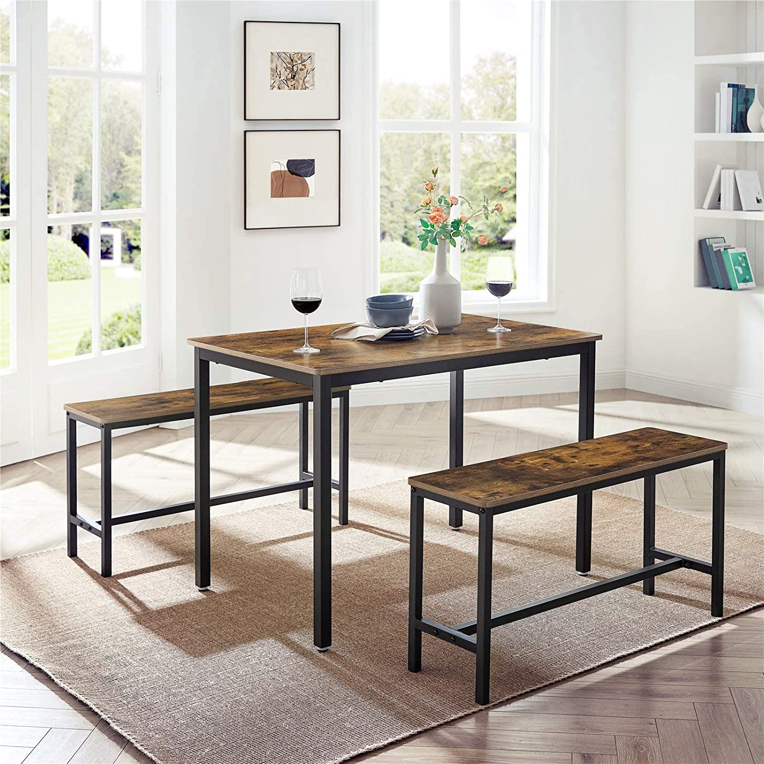 E-shop VASAGLE Jedálenský stôl s dvoma lavicami 110 x 75 x 70 cm