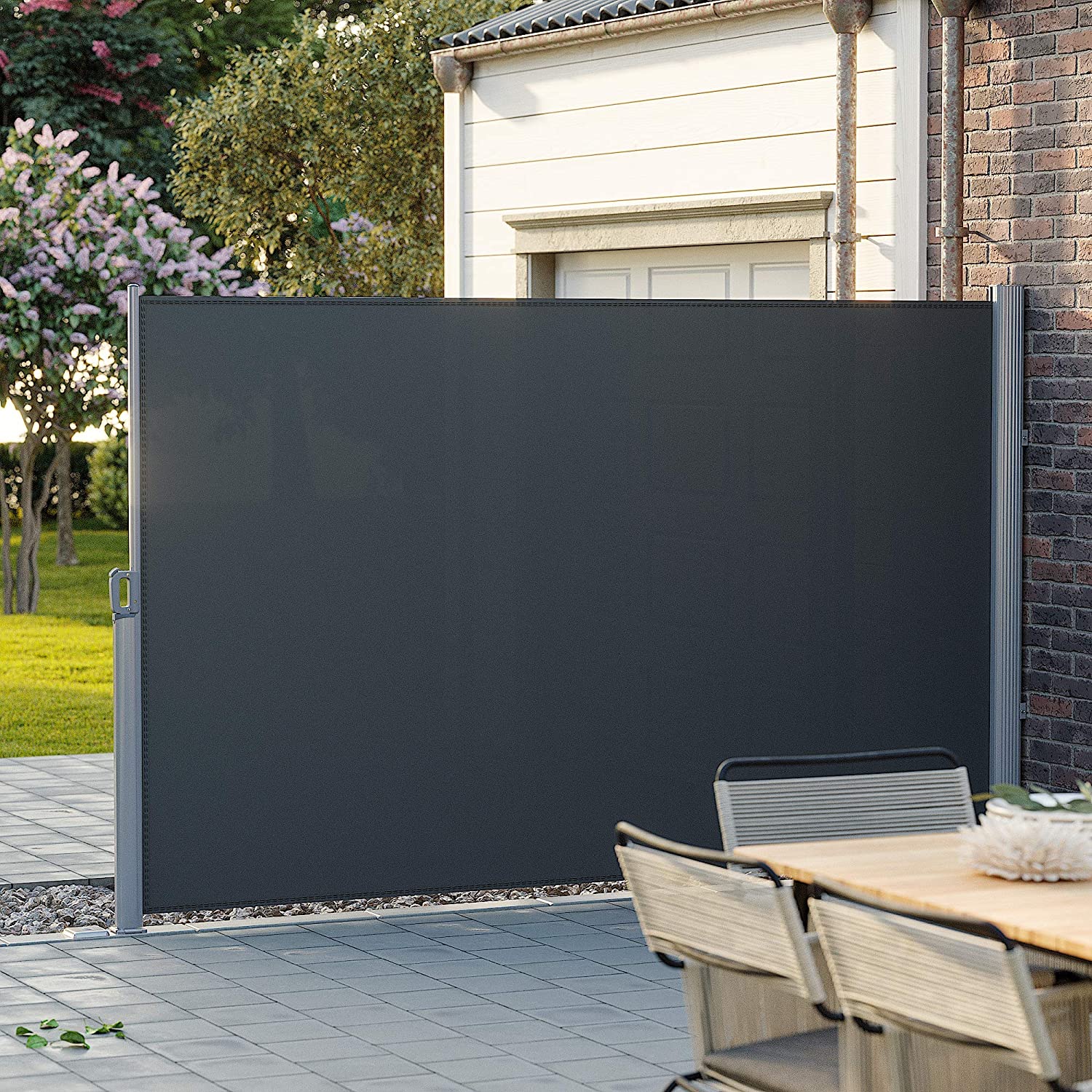 Výsuvná bočná markíza tmavosivá 180 x 400 cm