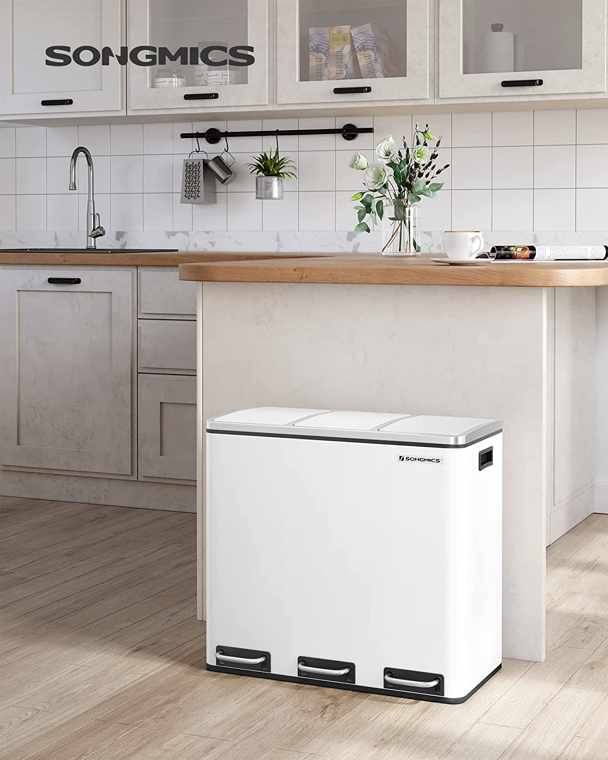 Odpadkový kôš 3 x 18 l biely
