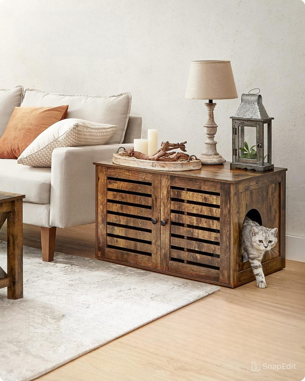 FEANDREA Box na toaletu pre mačky hnedý 80 x 49 x 53 cm