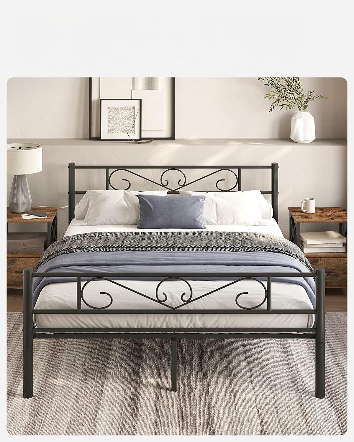 E-shop VASAGLE Kovový rám postele čierny 160 x 200 cm