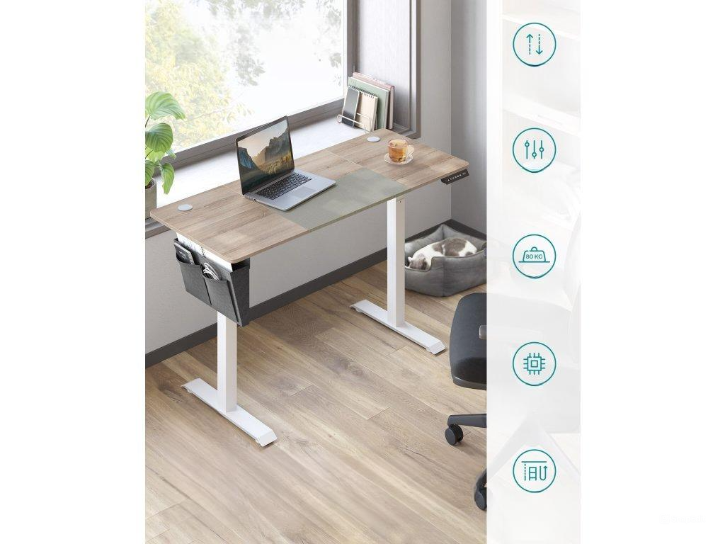 SONGMICS Elektrický skladací stôl 140 x 60 cm bielo-sivý