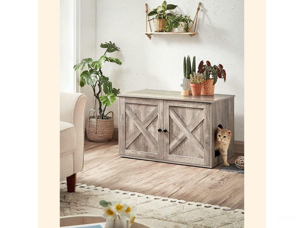 FEANDREA Box na toaletu pre mačky sivý 80 x 49 x 53 cm