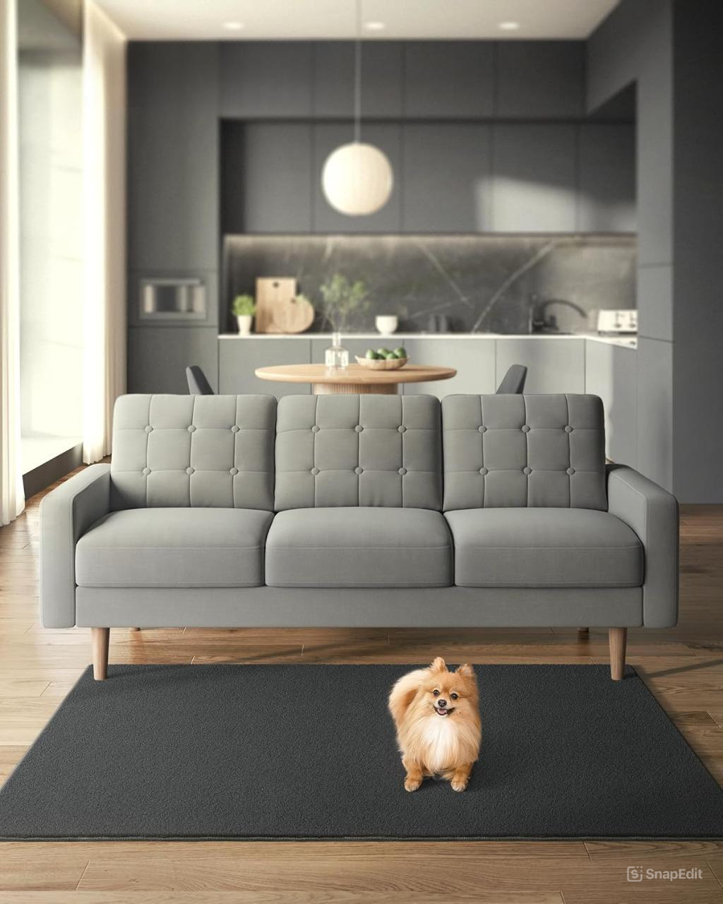 SONGMICS Protišmykový koberec DARVIN 120 x 170 cm tmavosivý