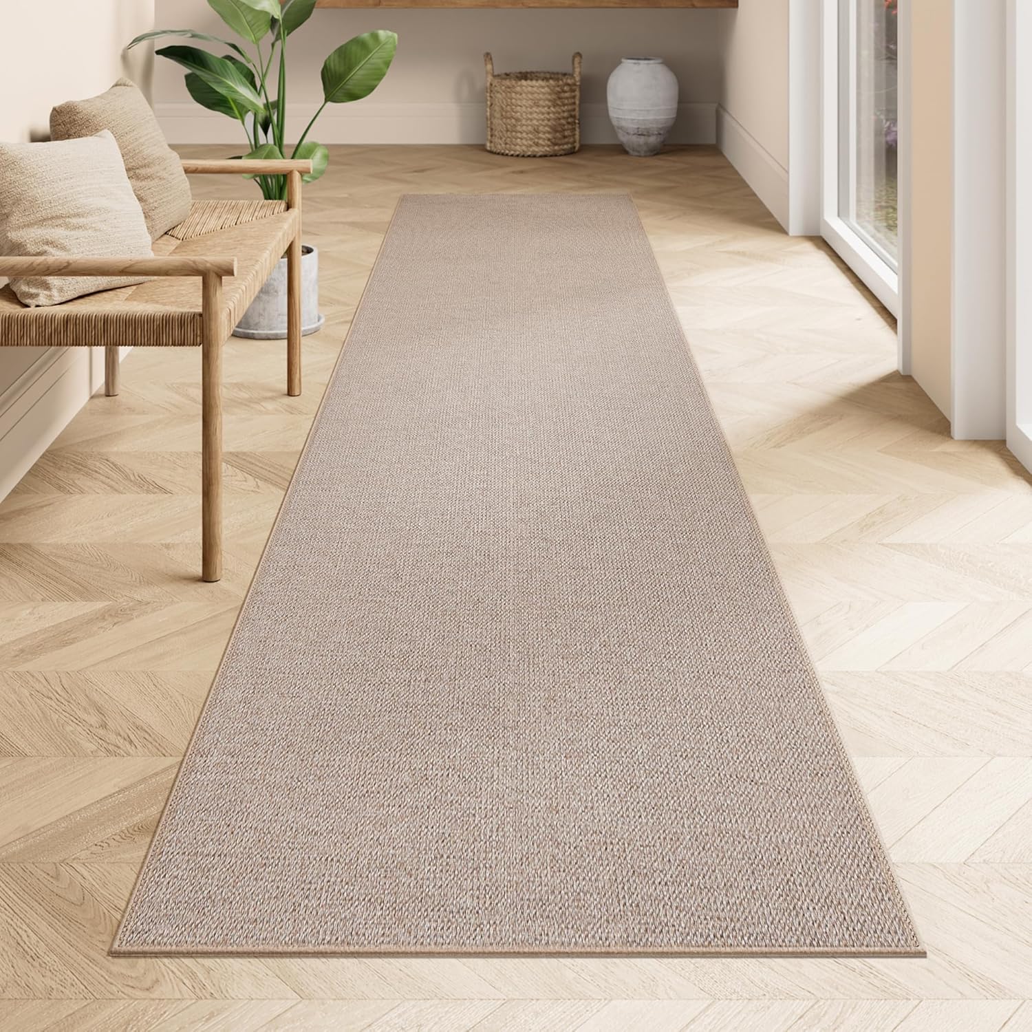 SONGMICS Protišmykový koberec JUTE 80 x 300 cm svetlohnedý