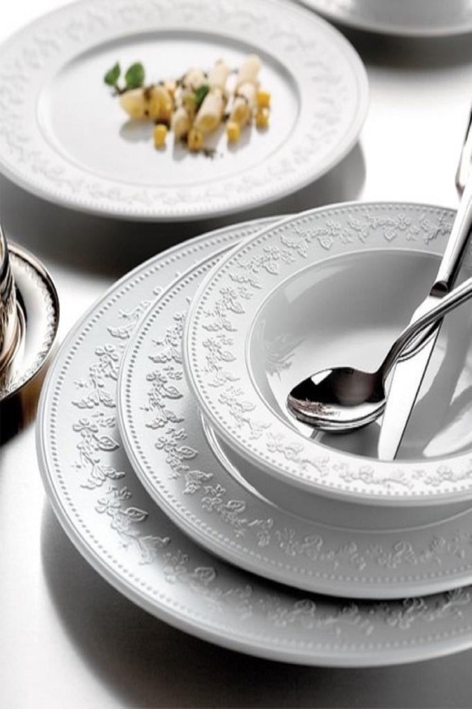 Porcelánová jedálenská súprava 24 ks RUSTIK LEAF biela