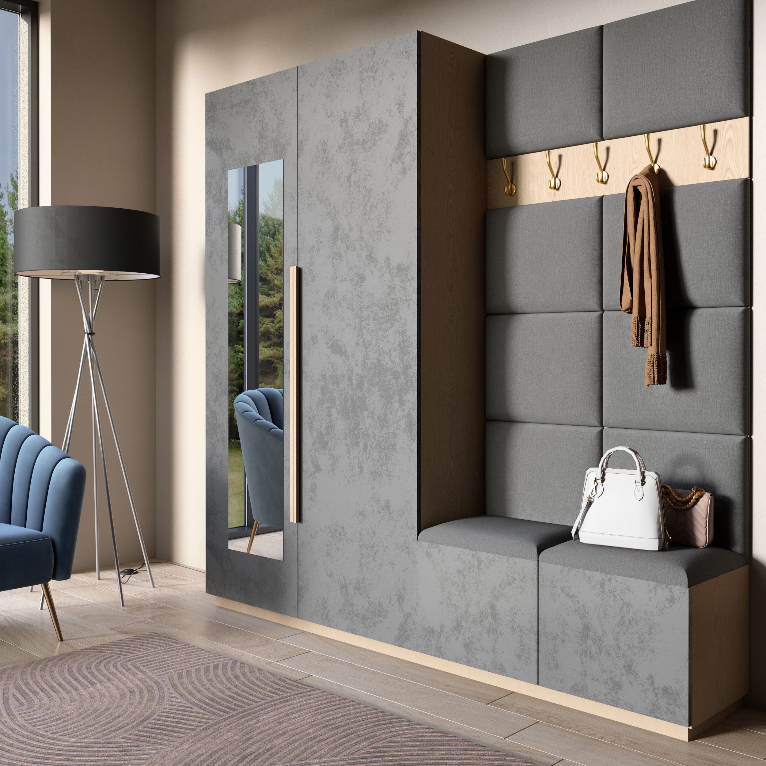 Eltap Čalúnený panel SET QUADRATTA 100x200 sivý
