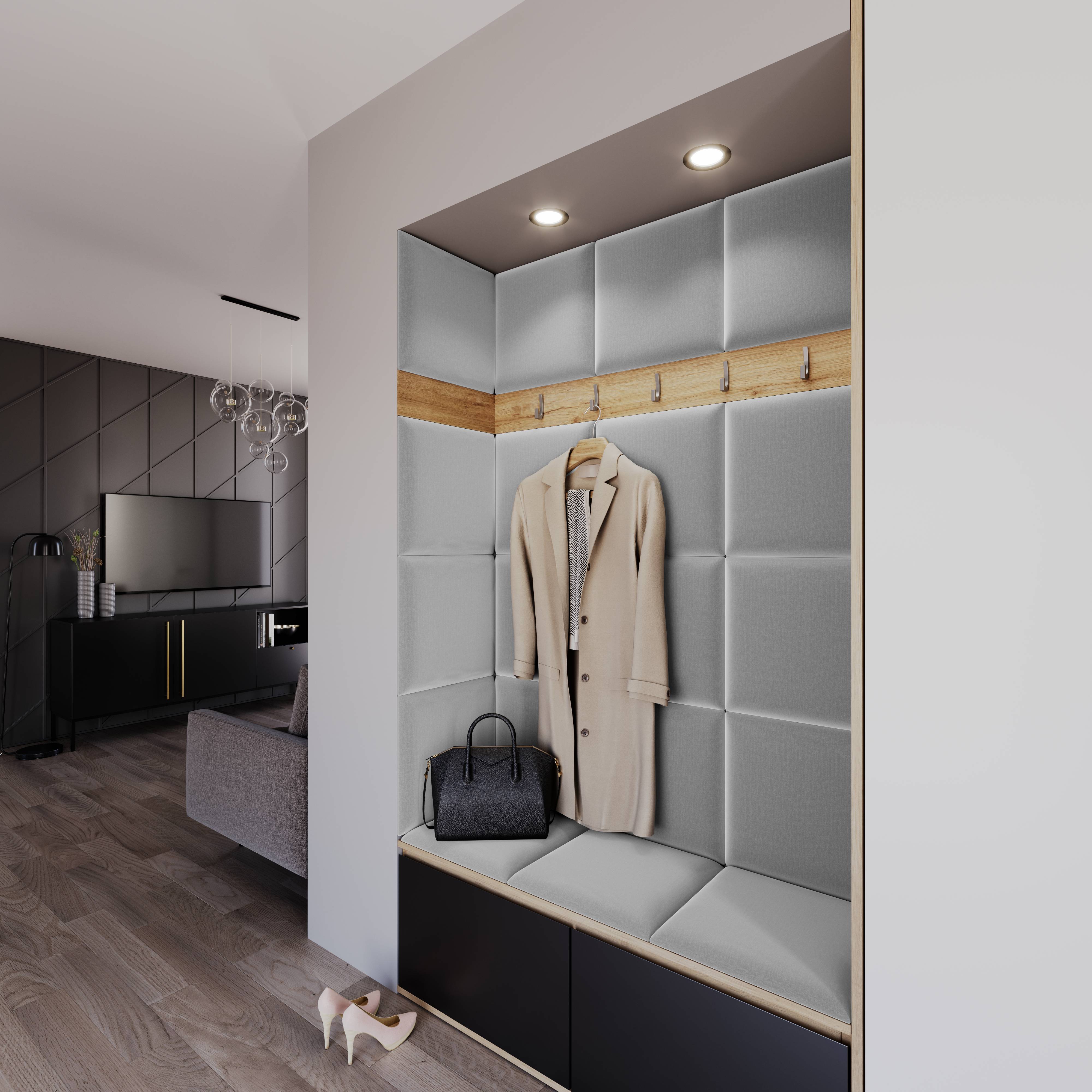 Eltap Čalúnený panel SET QUADRATTA 120x160 sivý
