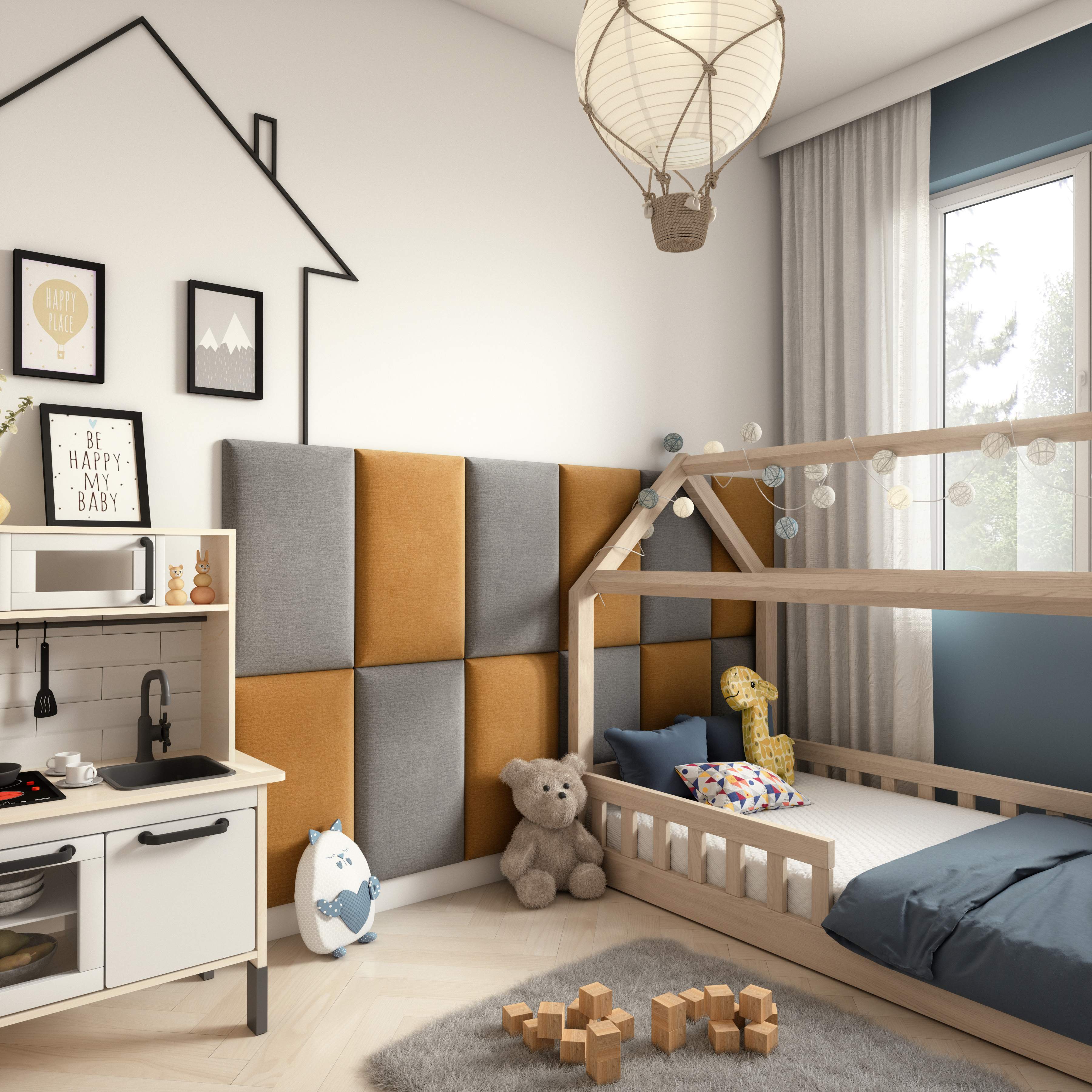 Eltap Čalúnený panel SET QUADRATTA 180x100 okrová, sivá