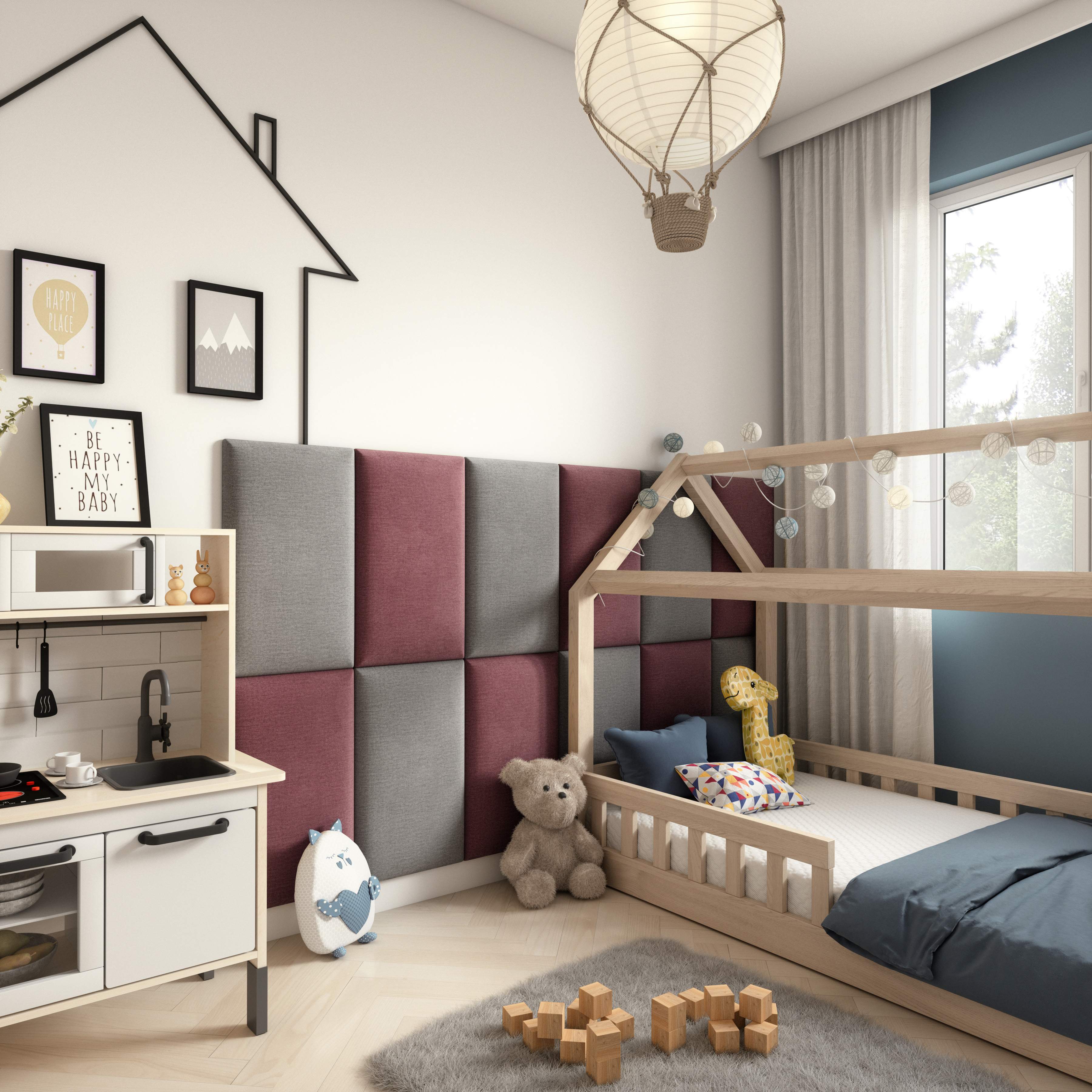 Eltap Čalúnený panel SET QUADRATTA 180x100 ružový, sivý