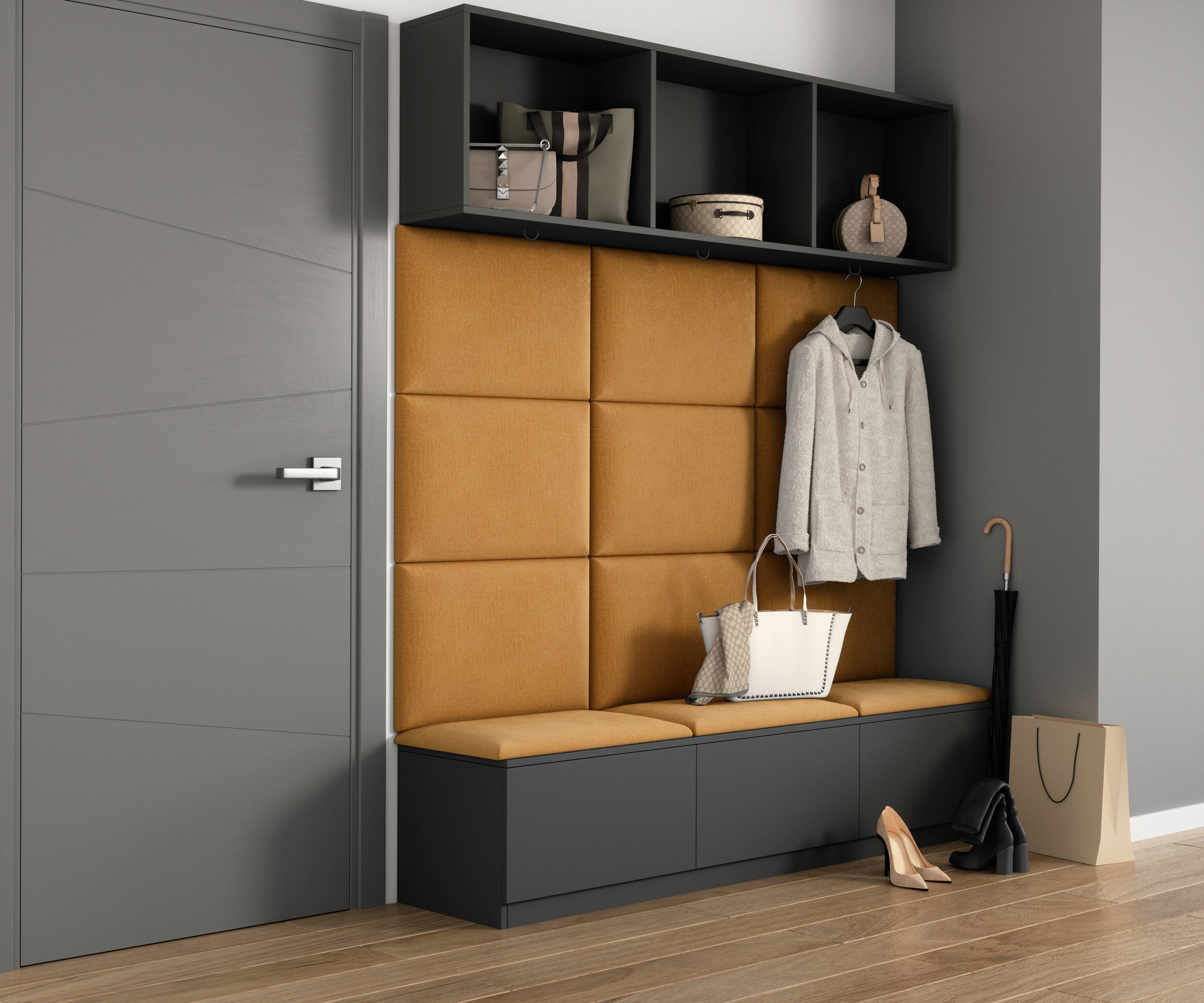 Eltap Čalúnený panel SET QUADRATTA 180x120 okrová, šedá