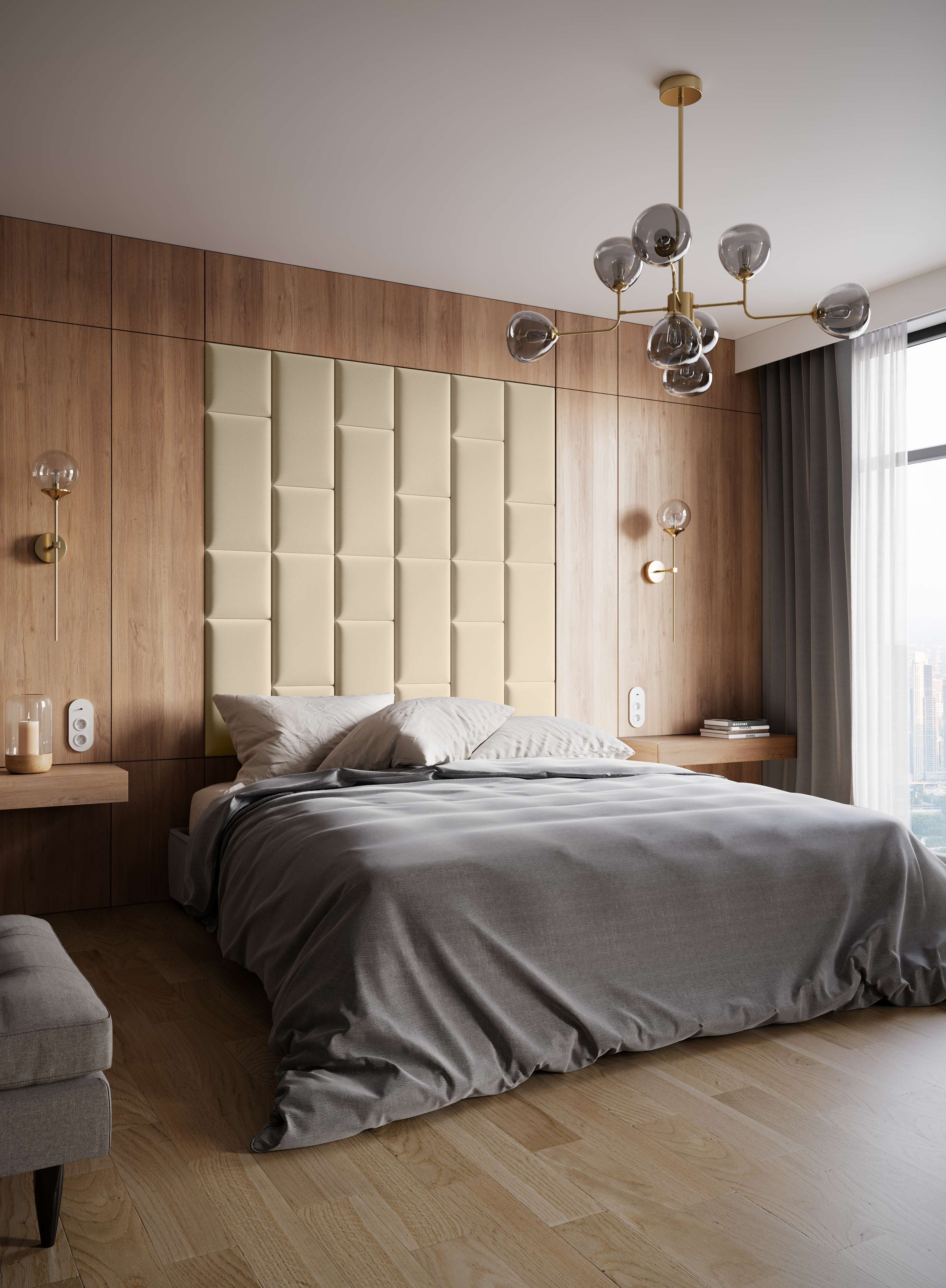 Eltap Čalúnený panel SET QUADRATTA 180x180 žltá