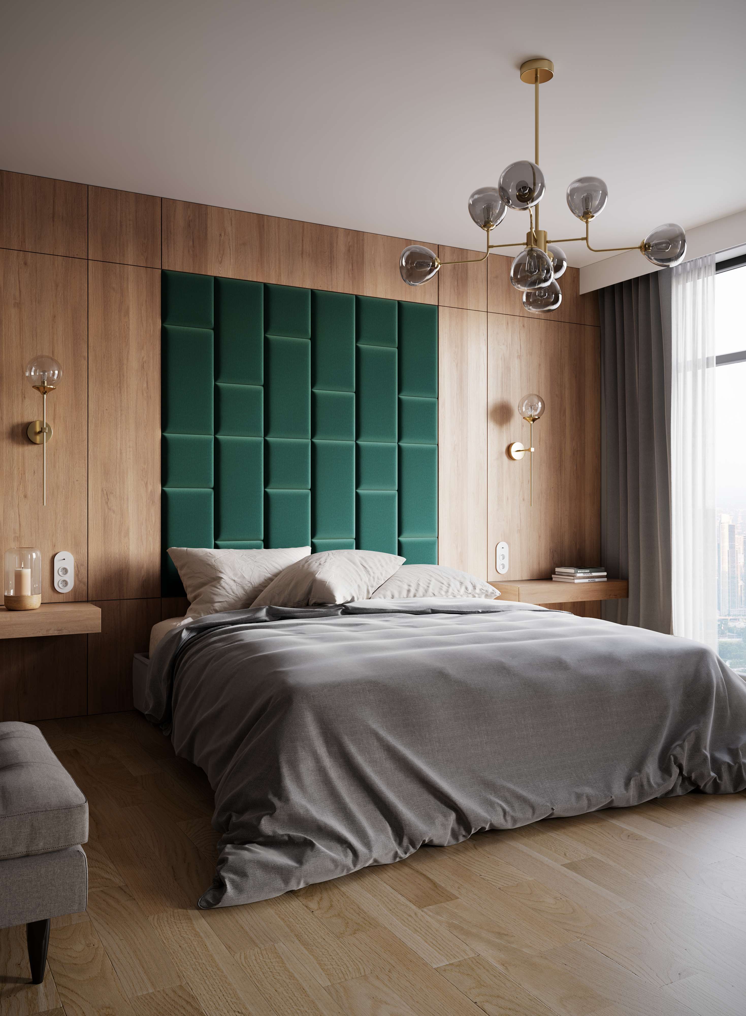 Eltap Čalúnený panel SET QUADRATTA 180x180 zelený