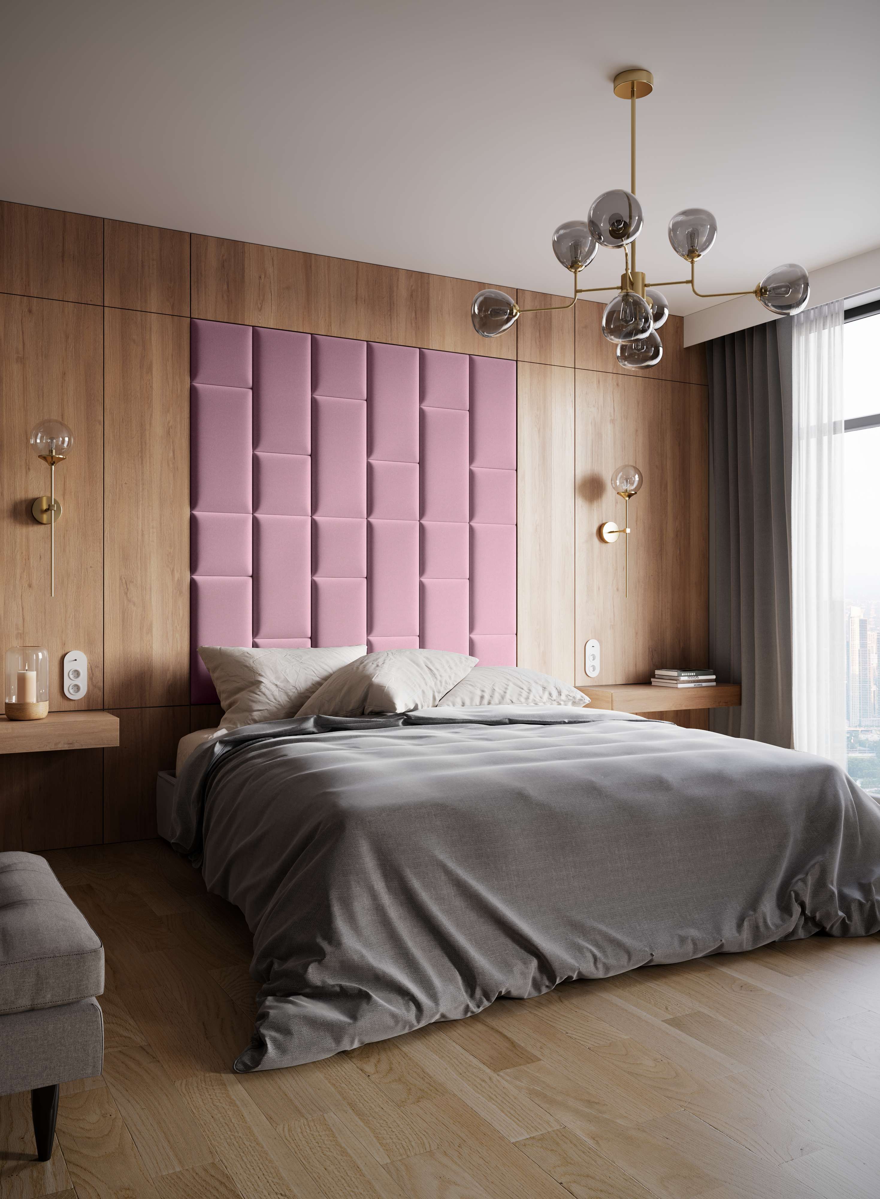 Eltap Čalúnený panel SET QUADRATTA 180x180 ružový