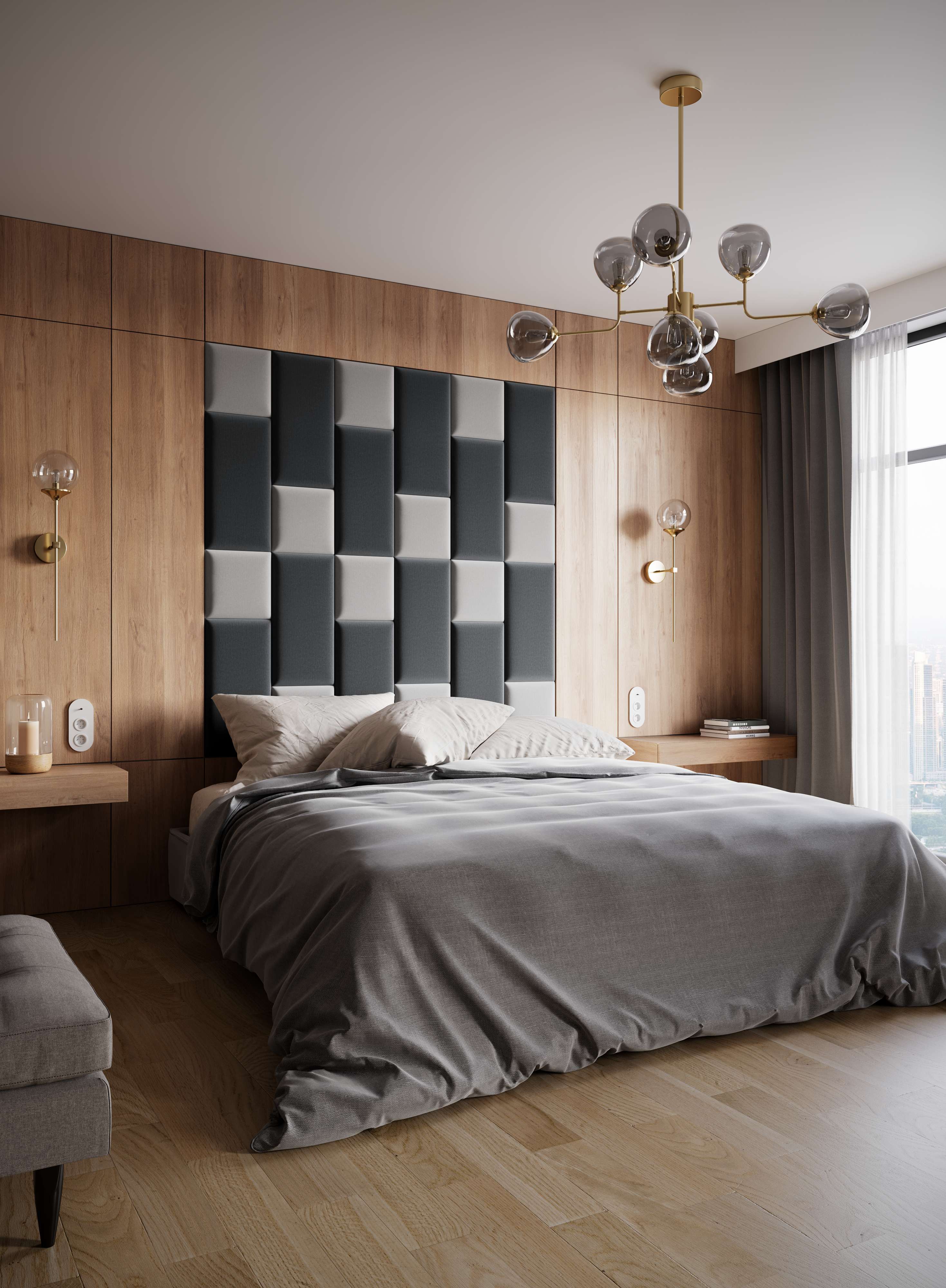 Eltap Čalúnený panel SET QUADRATTA 180x180 sivý, čierny