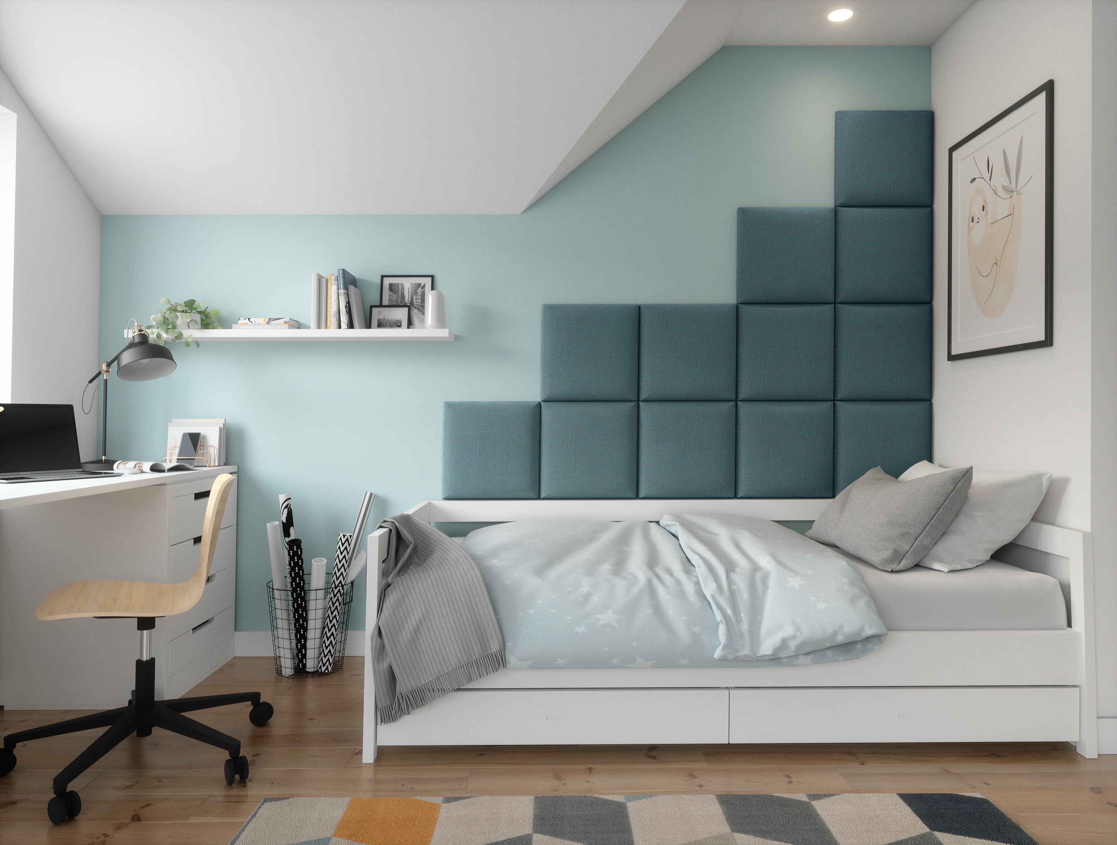 Eltap Čalúnený panel SET QUADRATTA 200x160 zelený