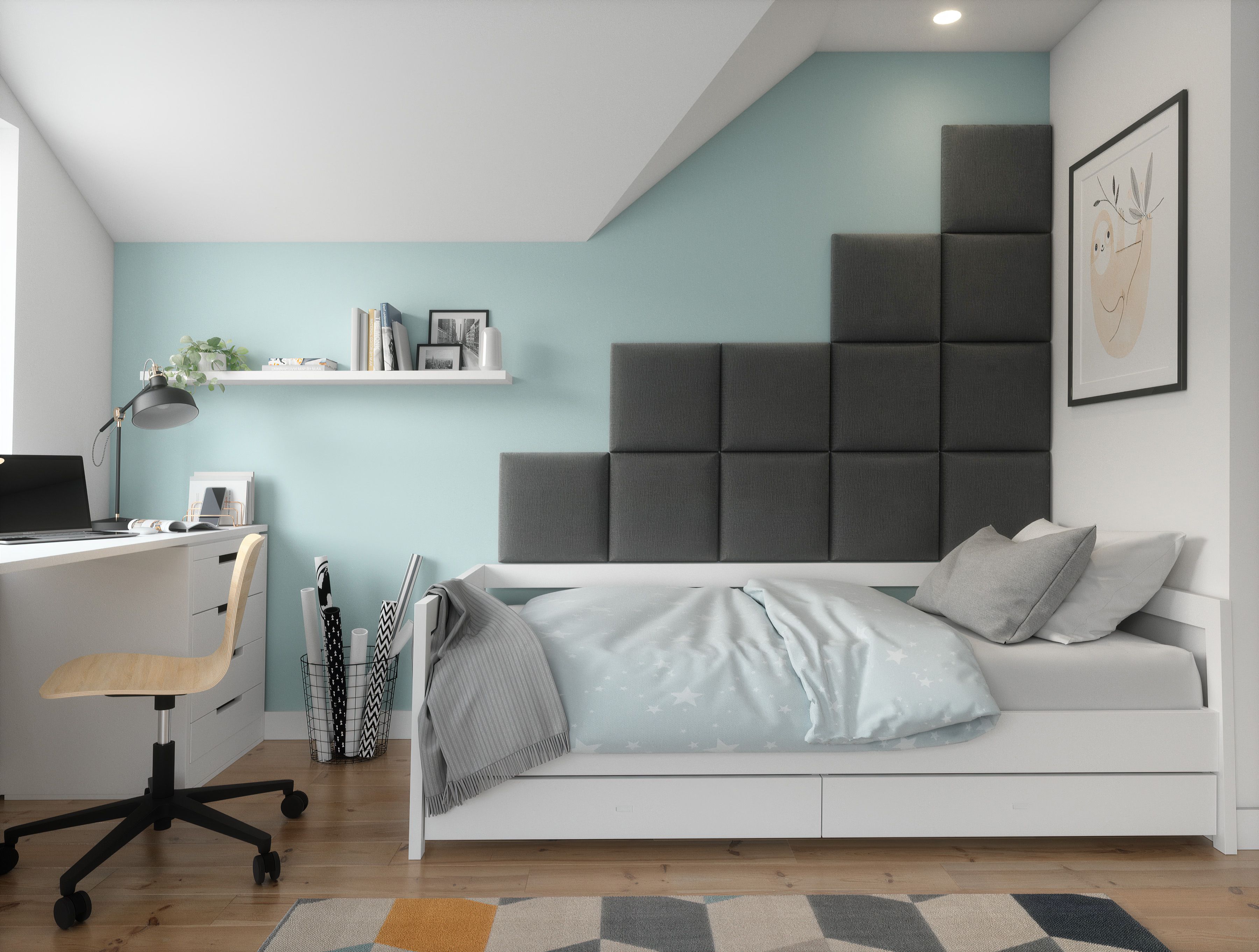 Eltap Čalúnený panel SET QUADRATTA 200x160 tmavomodrý