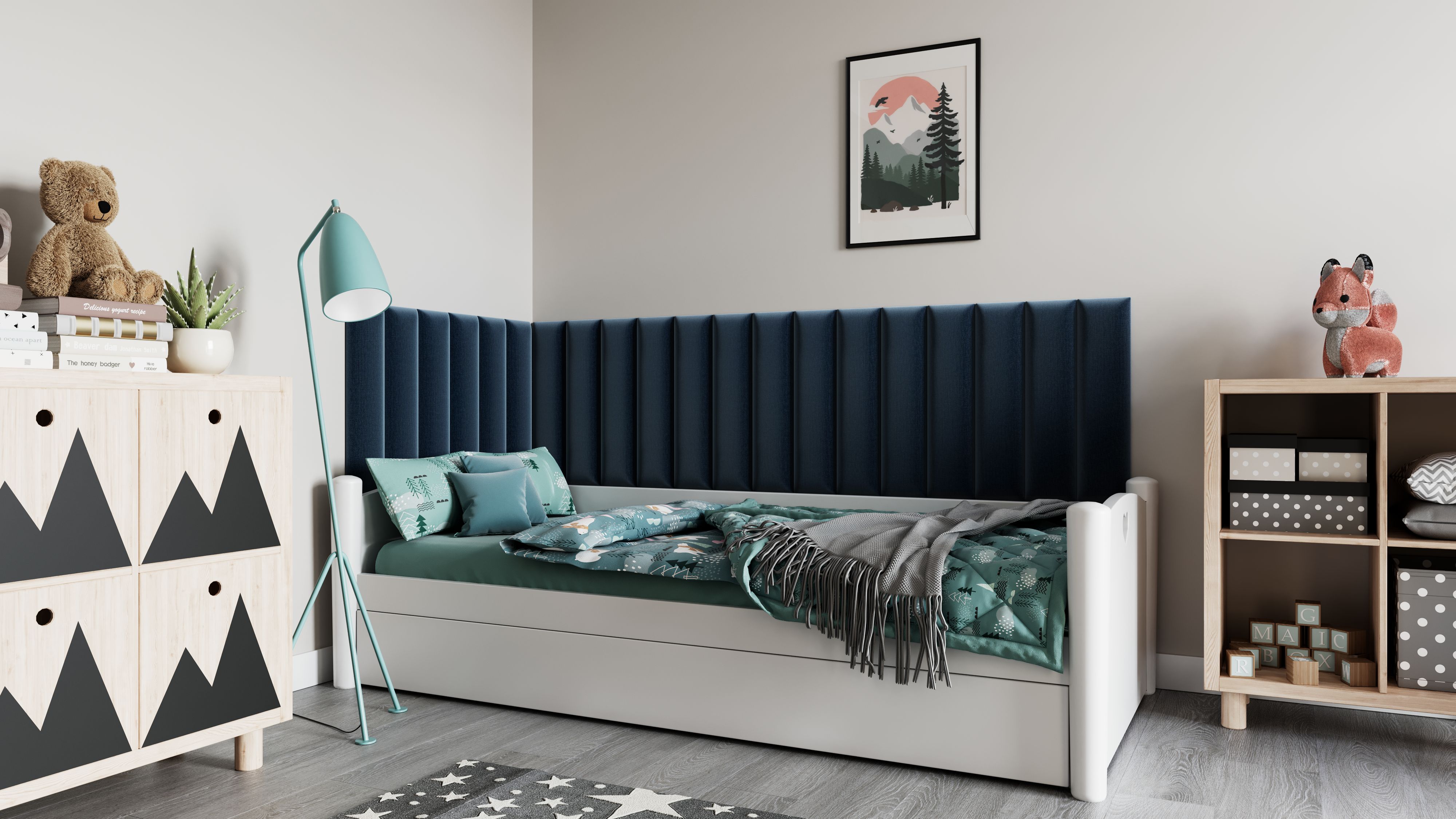 Eltap Čalúnený panel SET QUADRATTA 210+90x60 modrý