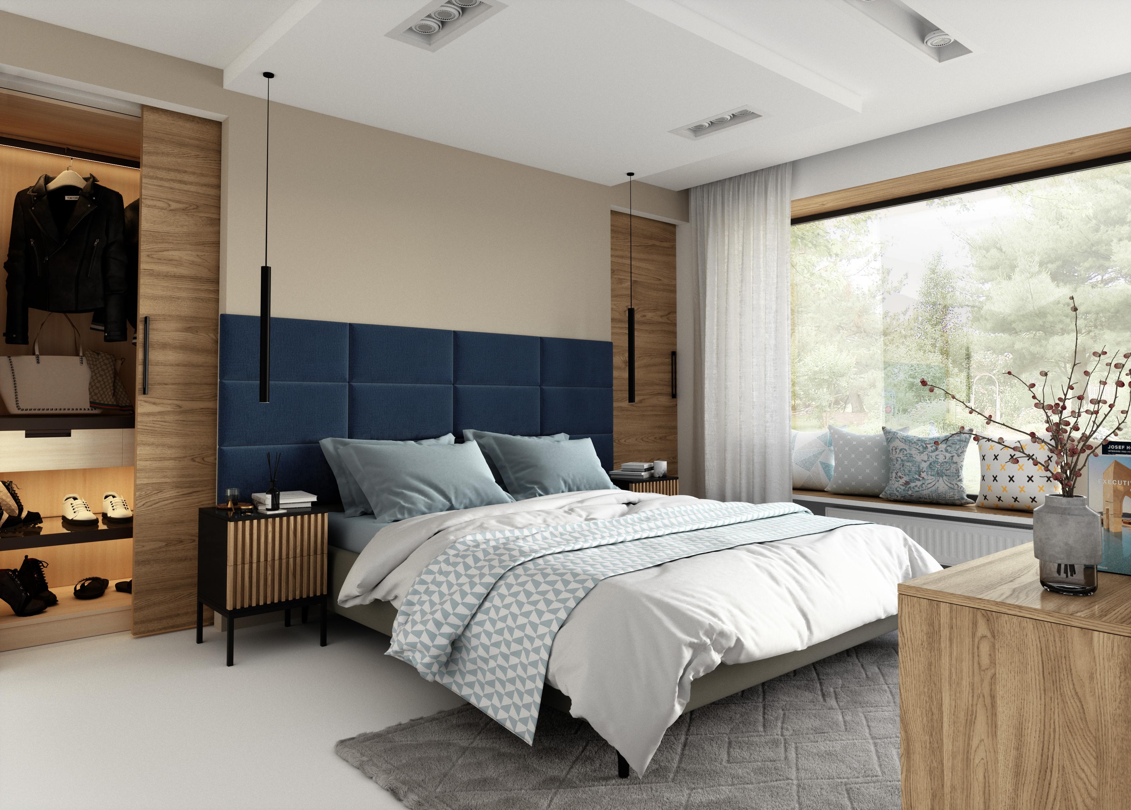 Eltap Čalúnený panel SET QUADRATTA 240x90 modrý