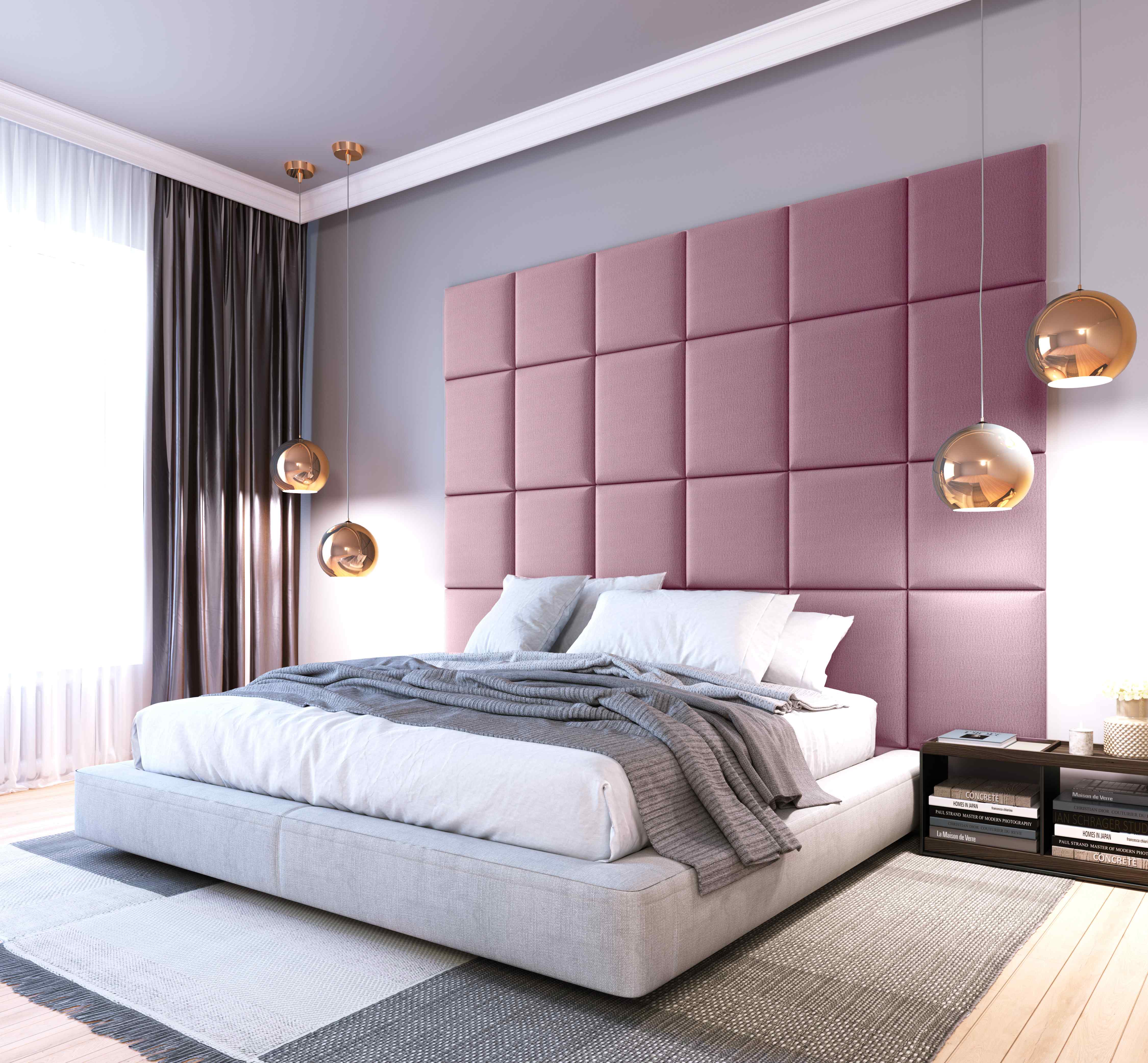 Eltap Čalúnený panel SET QUADRATTA 240x180 ružový