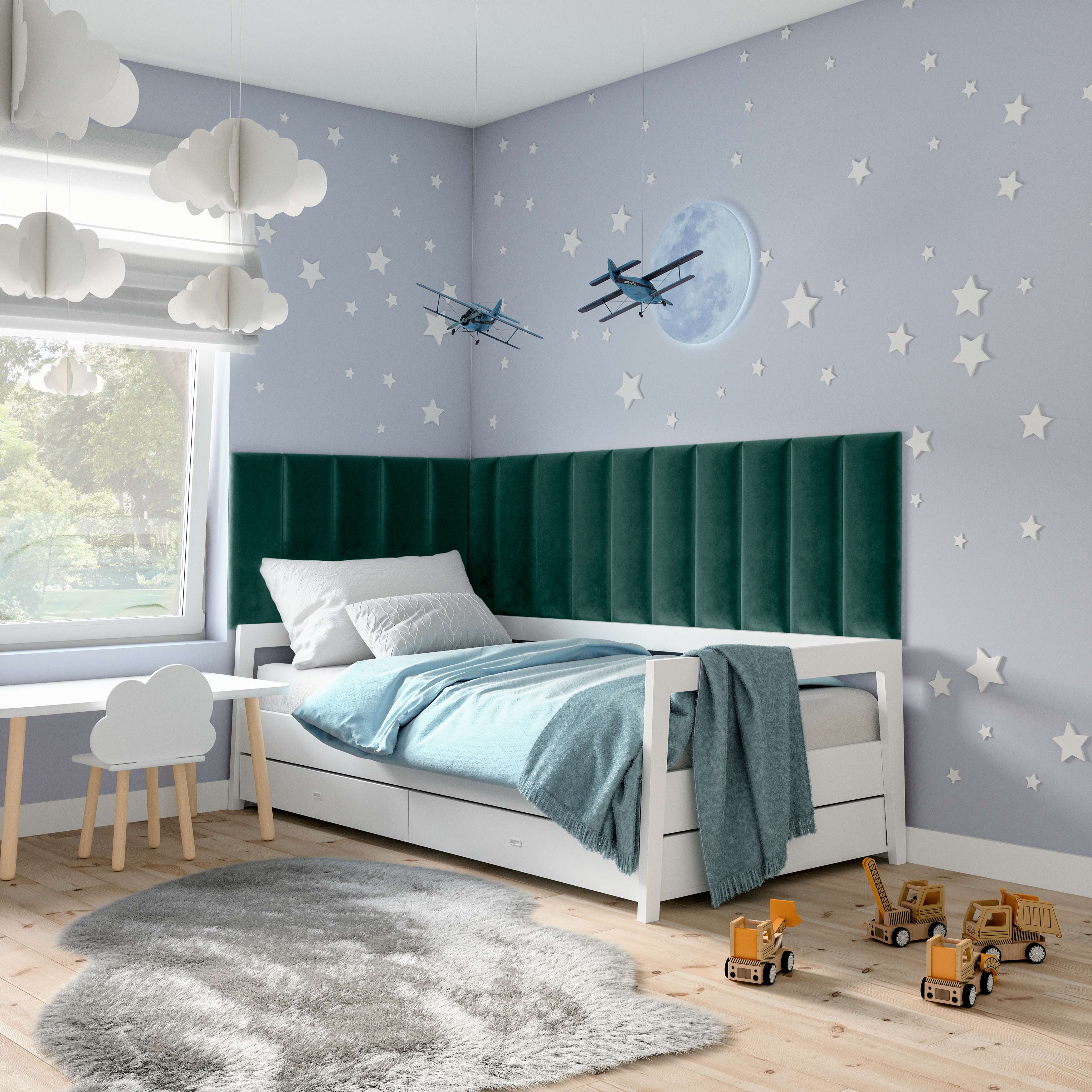 Eltap Čalúnený panel SET QUADRATTA 300x60 zelený