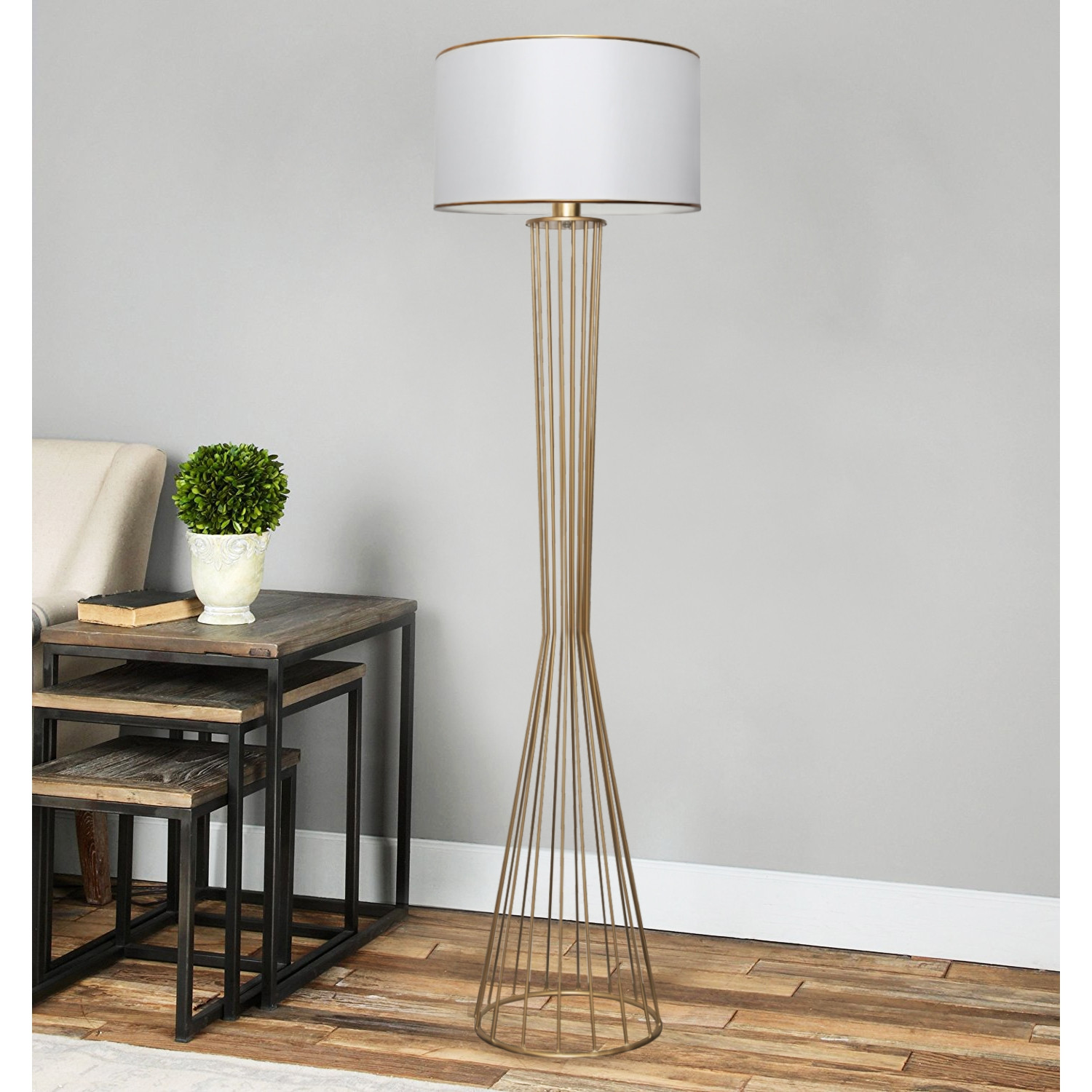 ASIR Stojacia lampa AYD-3077 biela zlatá