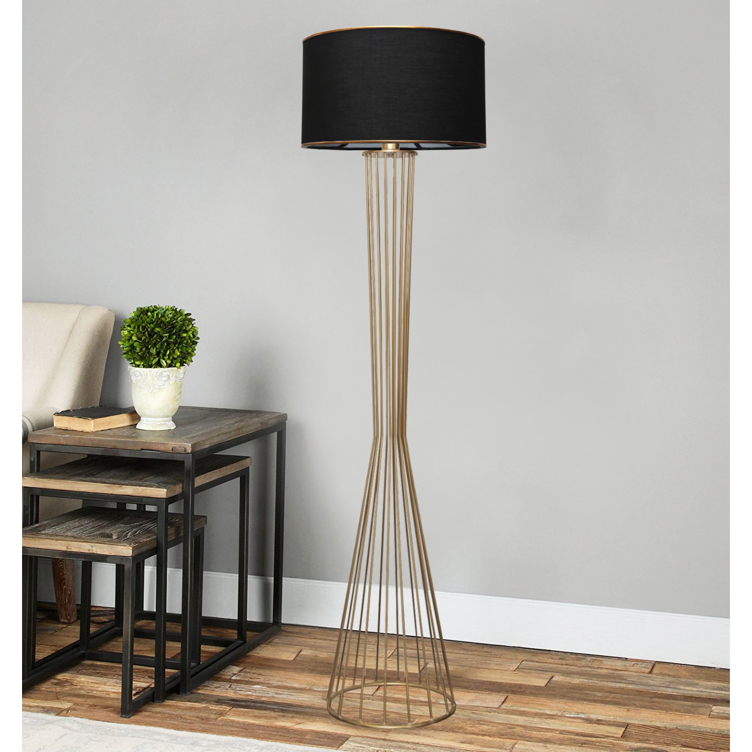 ASIR Stojacia lampa AYD-3078 čierna zlatá