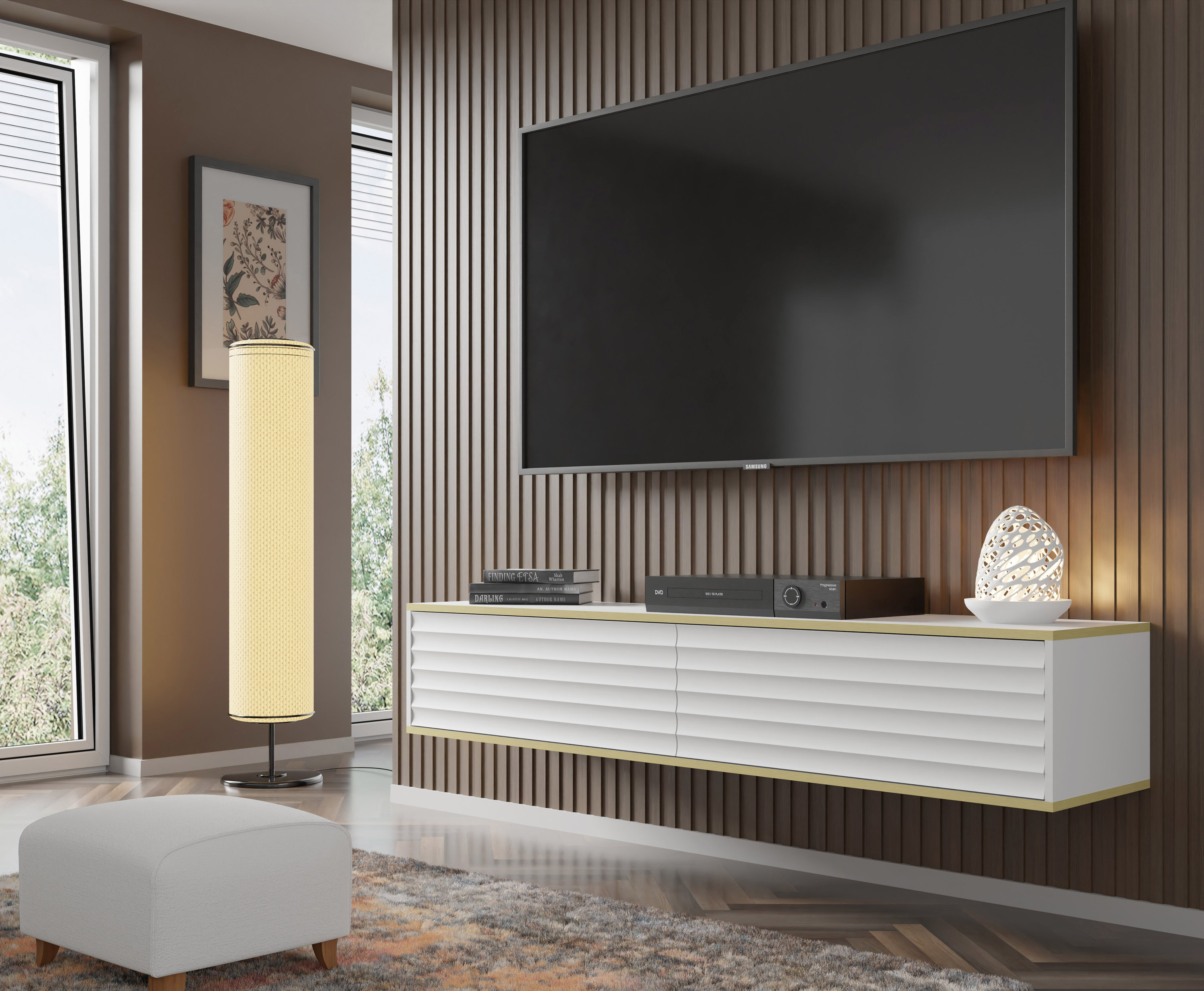 TV stolík Wabi 180 cm, biely matný