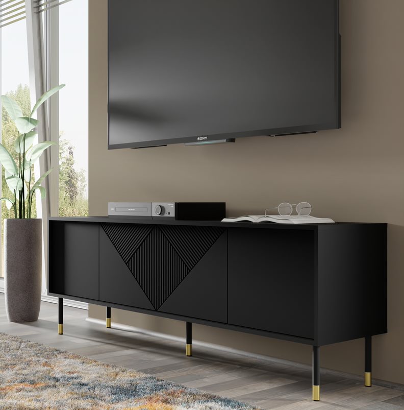 BIM TV stolík Woody 4D, 180 cm, čierny matný