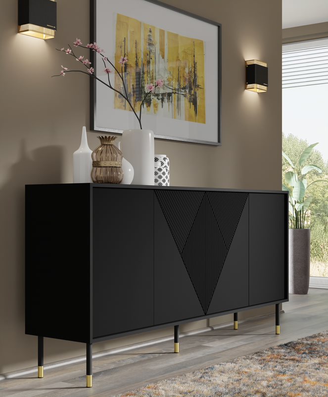BIM Komoda Woody 4D, 180 cm, čierna matná