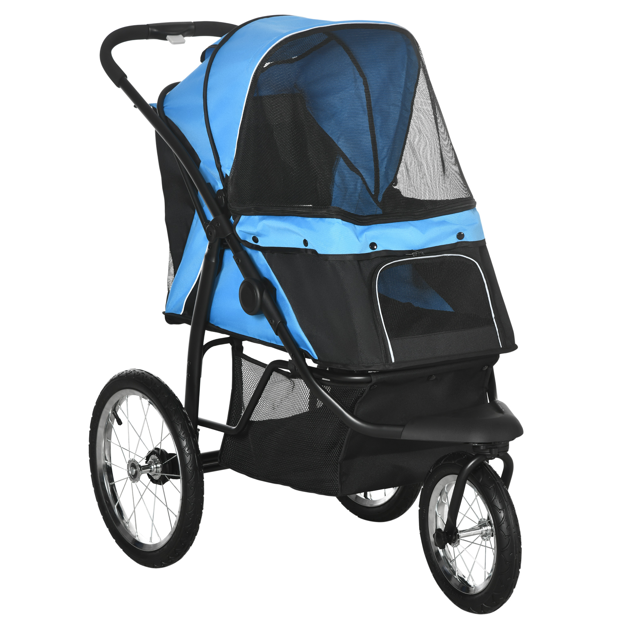 PAWHUT Kočík pre psov do 20 kg JOGGER s tromi kolieskami skladací svetlo modrý