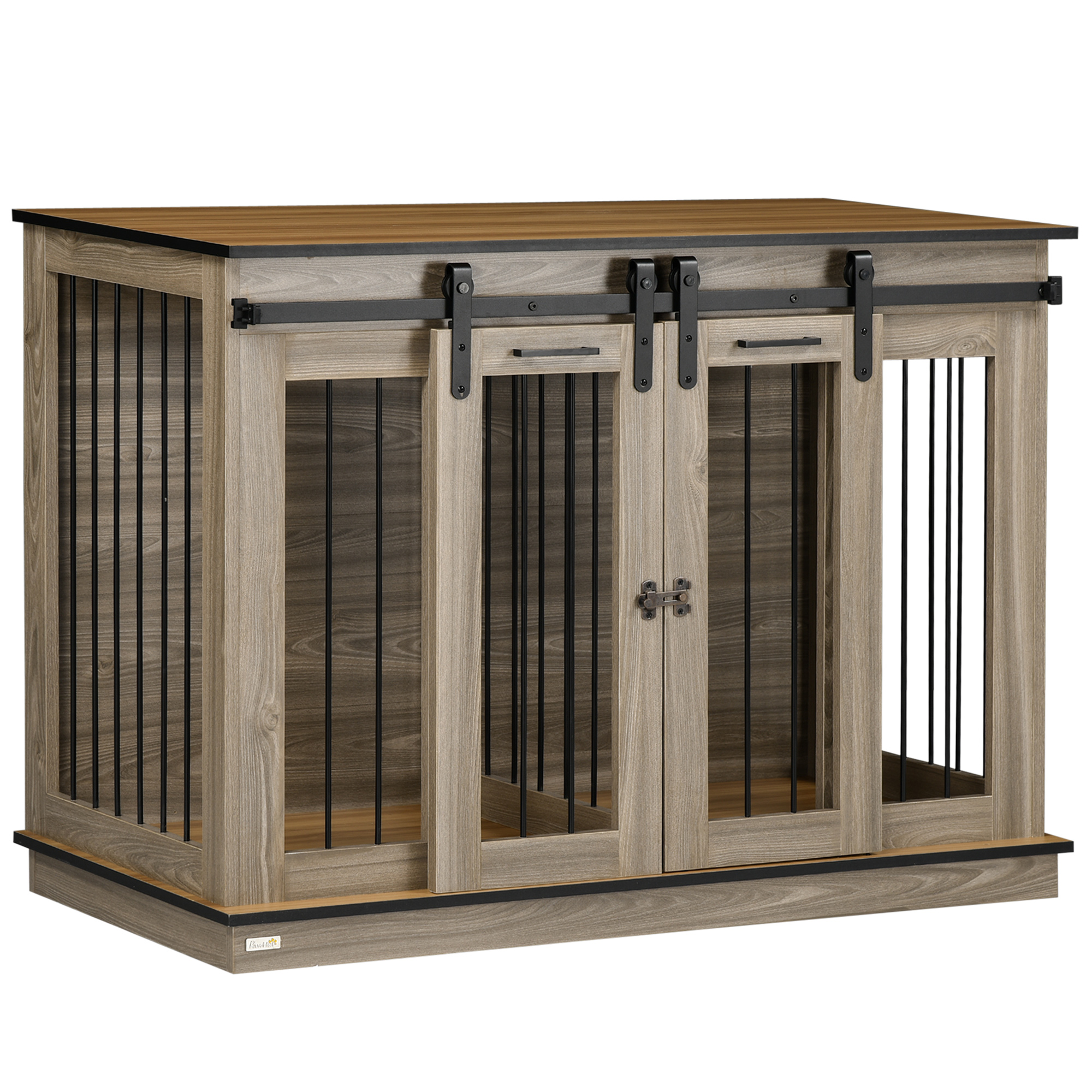 PAWHUT Klietka pre psa 2 v 1 s dvoma dvierkami 120 x 89 x 60 cm dub