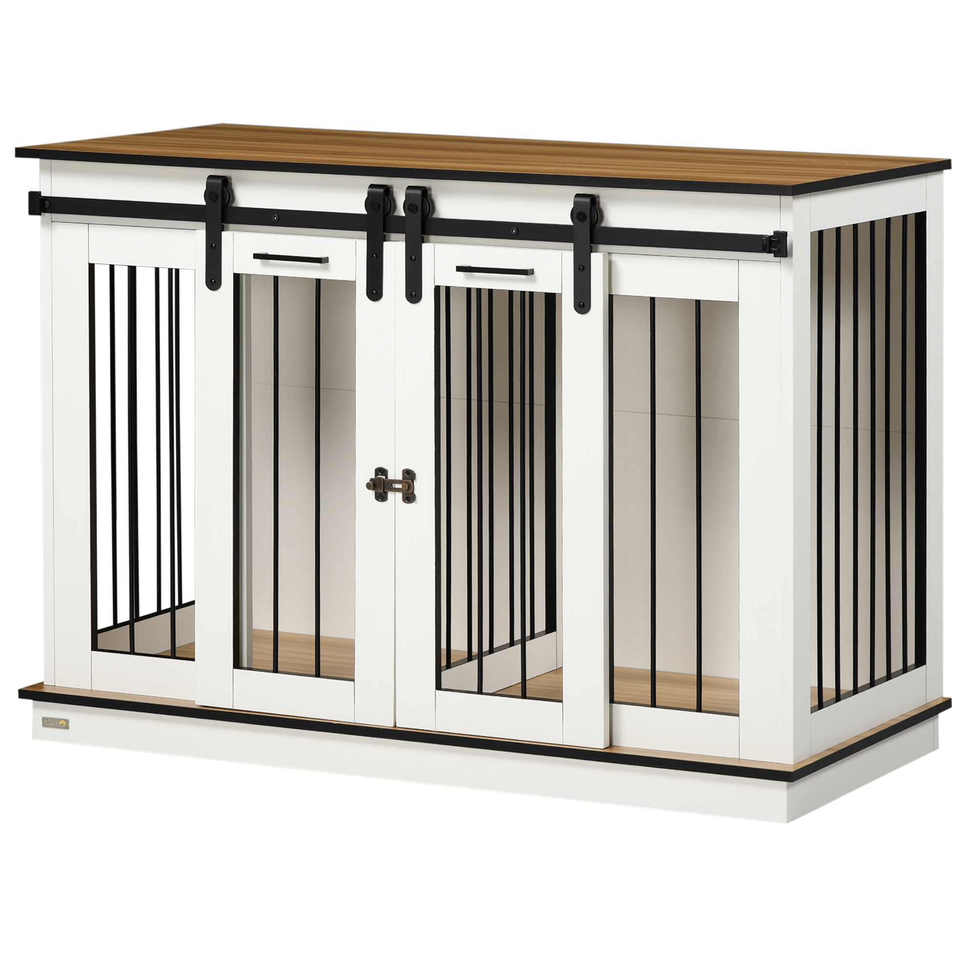 PAWHUT Klietka pre psa 2 v 1 s dvoma dvierkami 120 x 89 x 60 cm biela