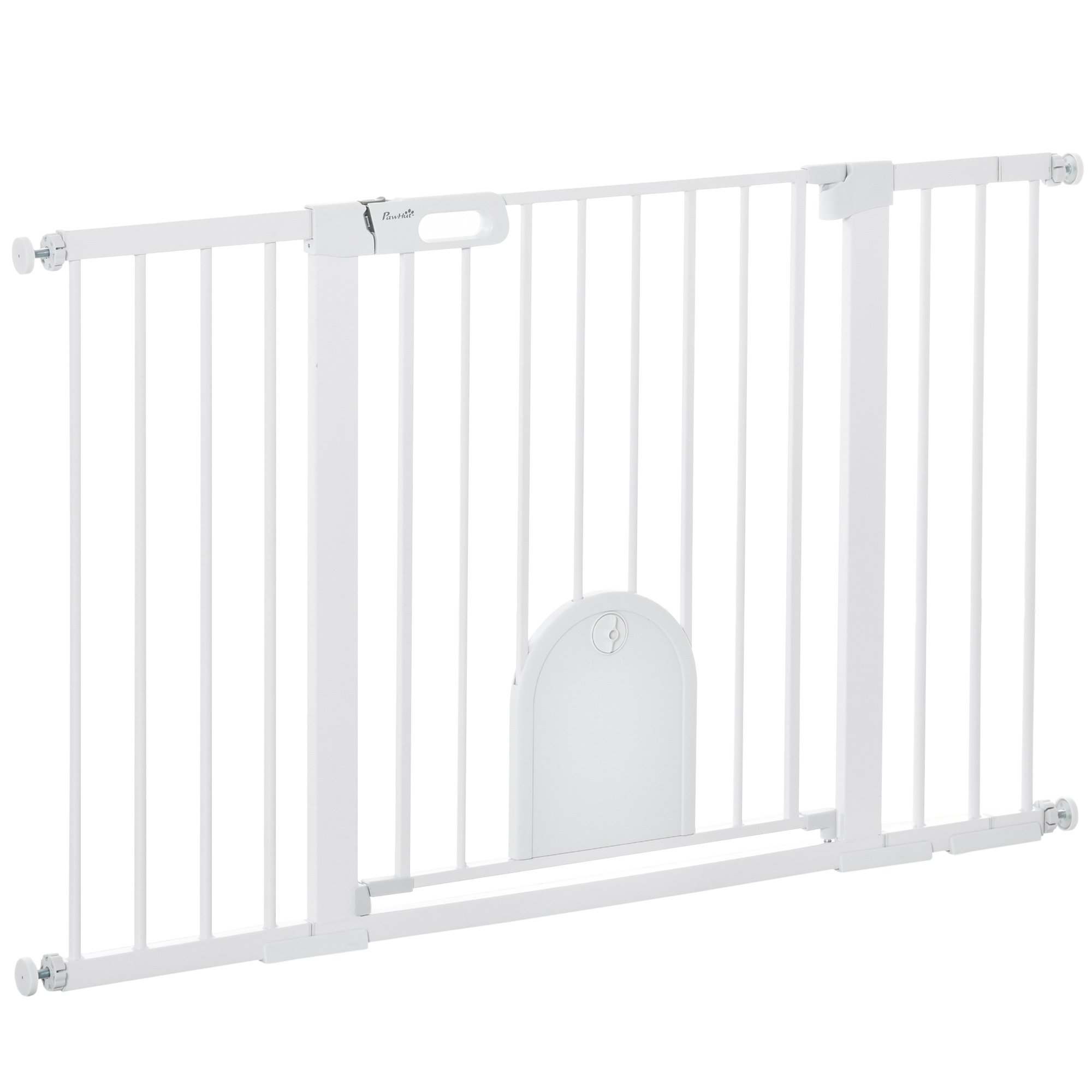 PAWHUT Zábrana do dverí pre psov s bránkou 75-131 x 76 cm biela