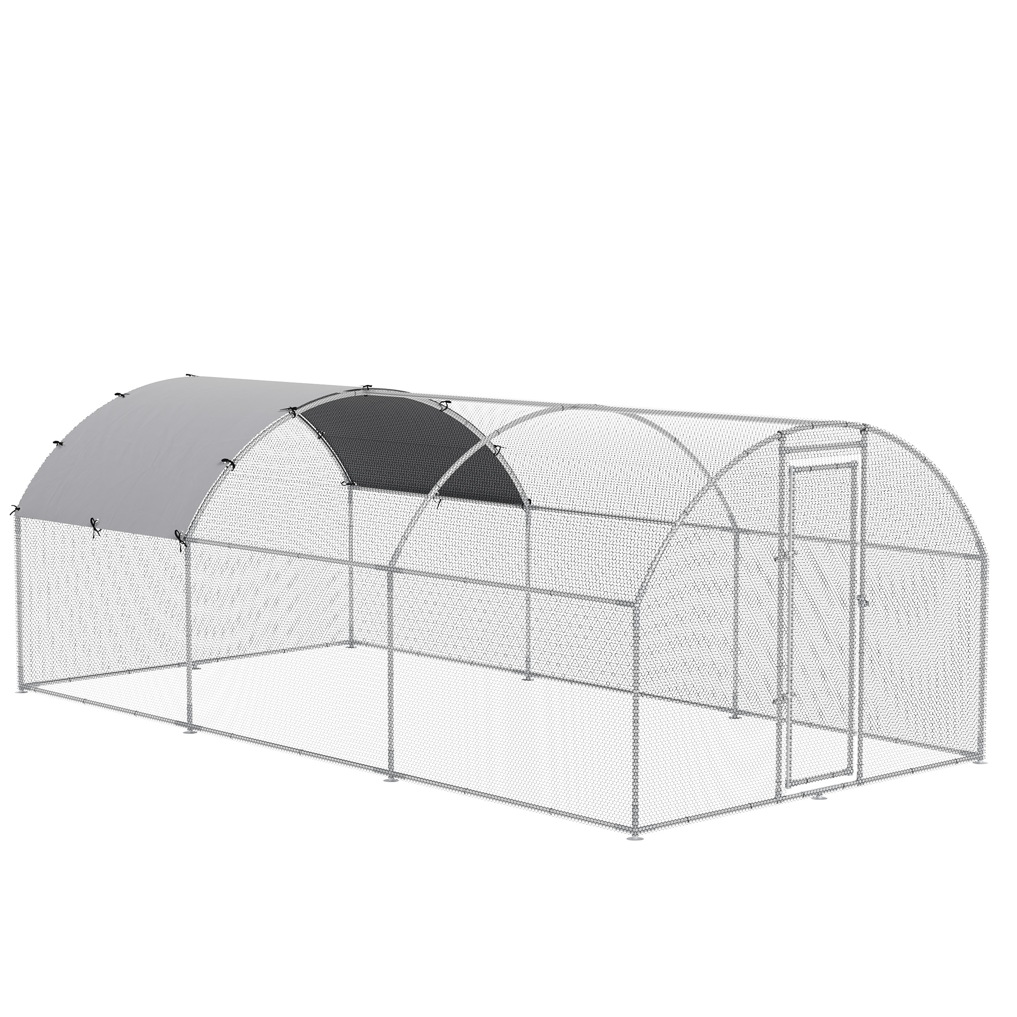 PAWHUT Kovový kurník XXL so strechou pre 12-18 sliepok 570 x 197 x 280 cm