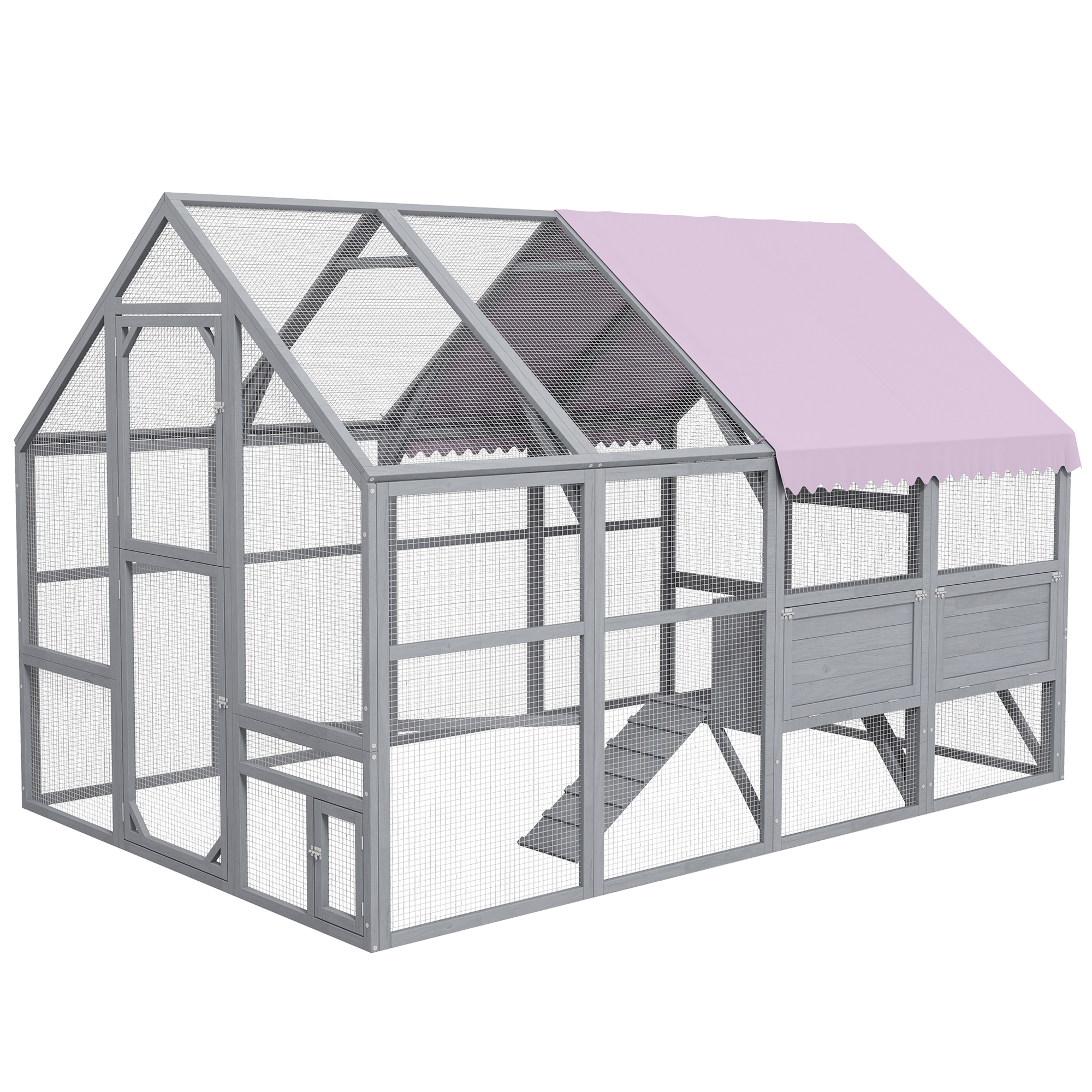 PAWHUT XL drevený kurník so strechou pre 8-12 sliepok 280 x 188 x 186 cm