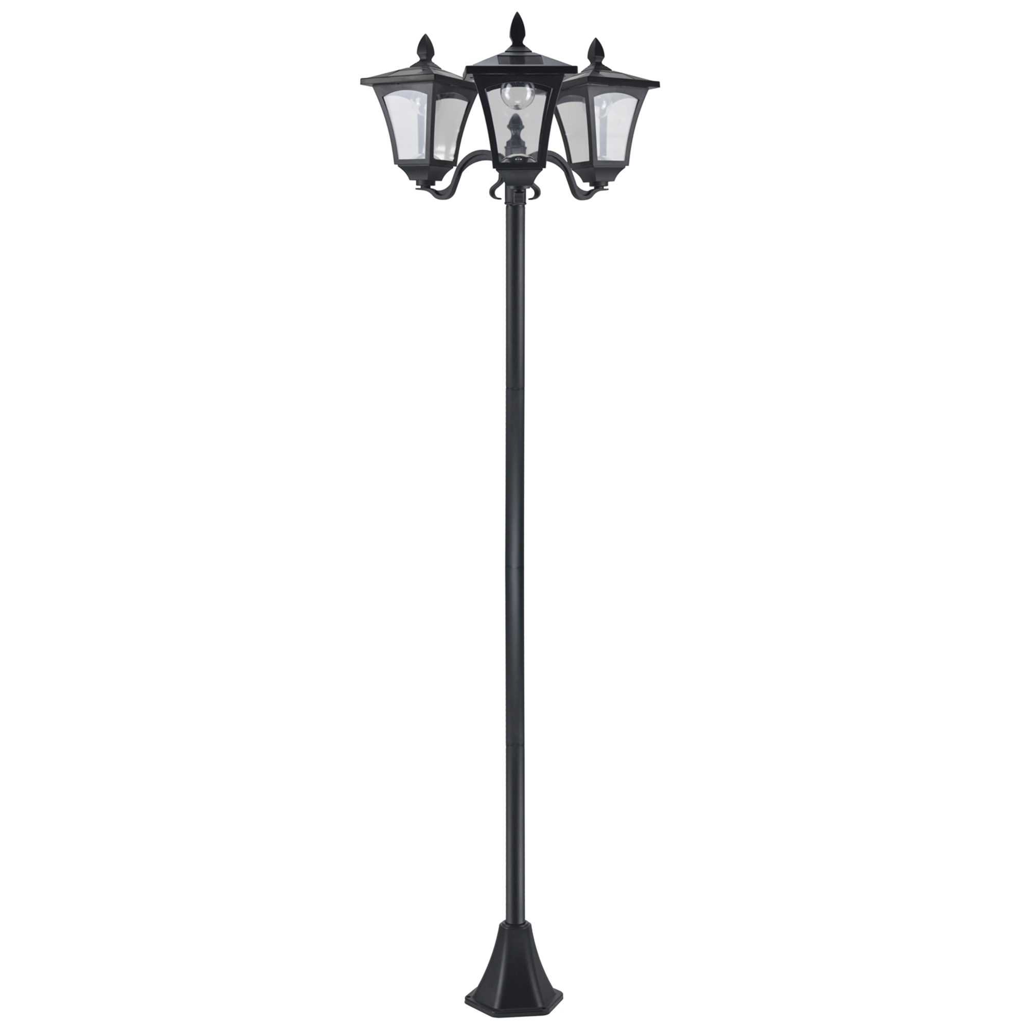 OUTSUNNY Solárna záhradná lampa s tromi svetlami 52 x 47 x 183 cm čierna
