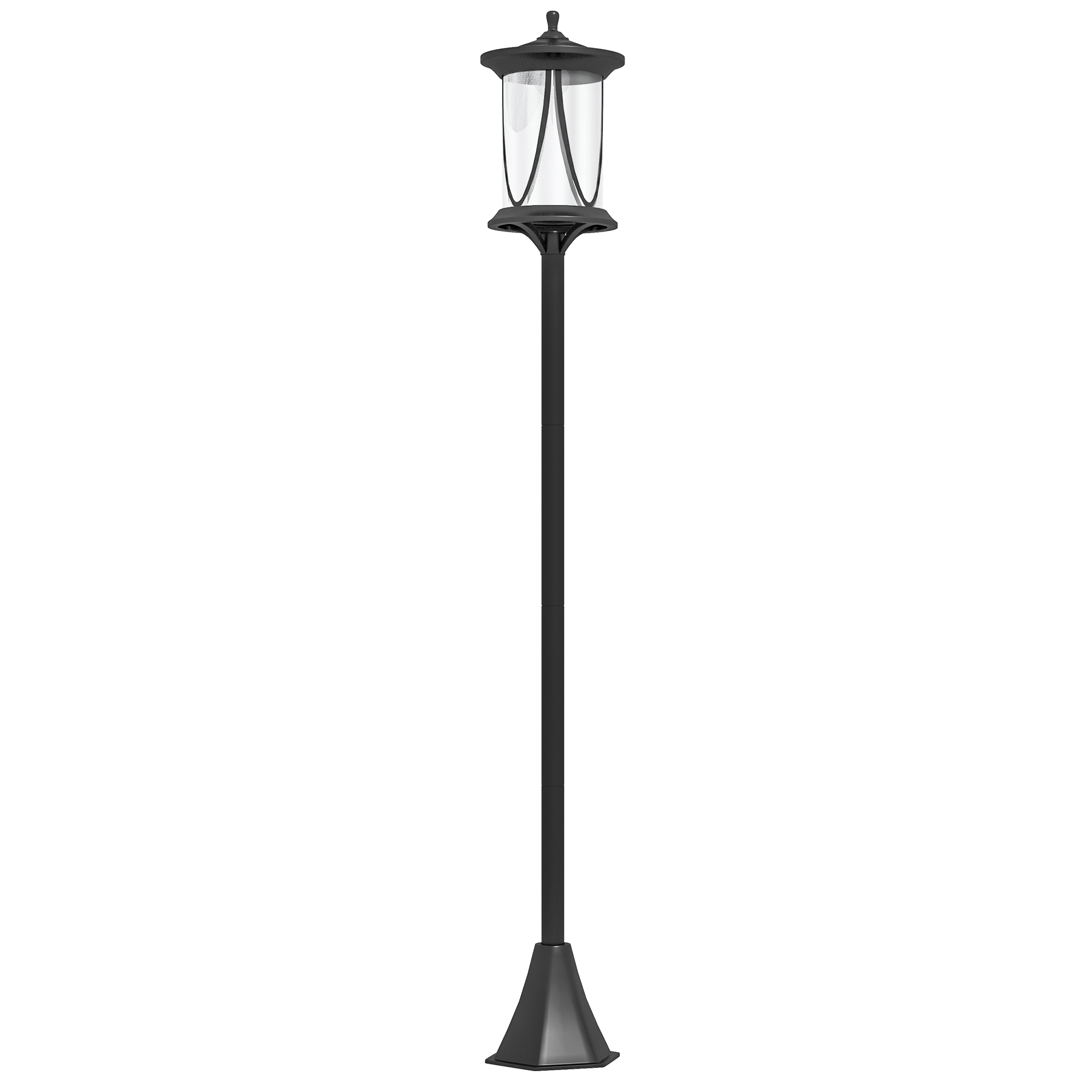 OUTSUNNY Solárna pouličná lampa 17 x 17 x 127 cm so studeným bielym svetlom LED čierna